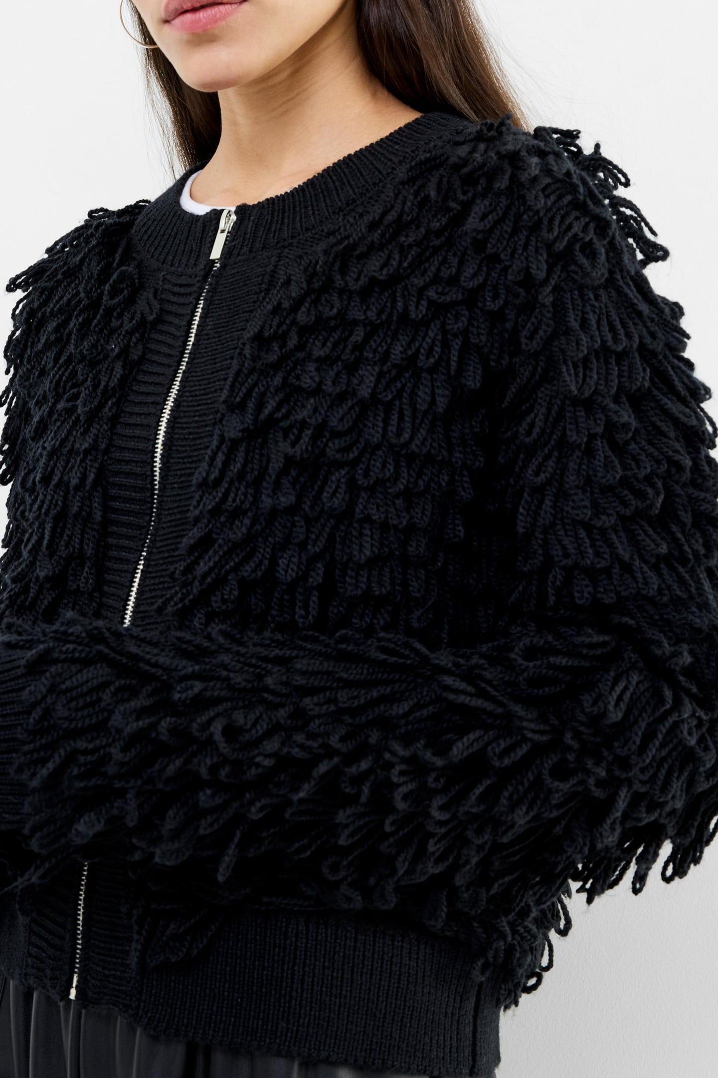 MALI LOOPED FRINGE KNIT JACKET BLACK BLACK 4