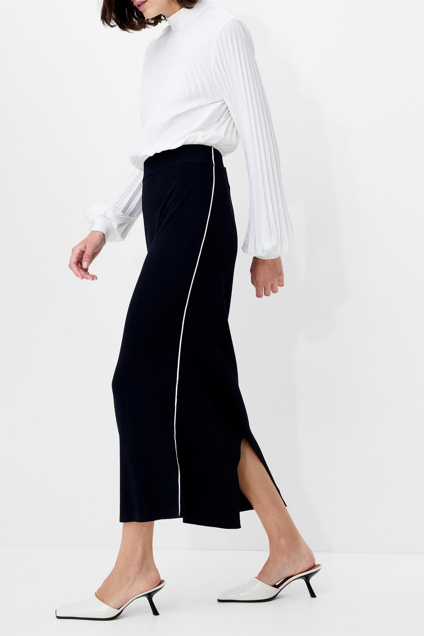 OTTIE MIDI BACK SLIT SKIRT NAVY WINTER WHITE 4