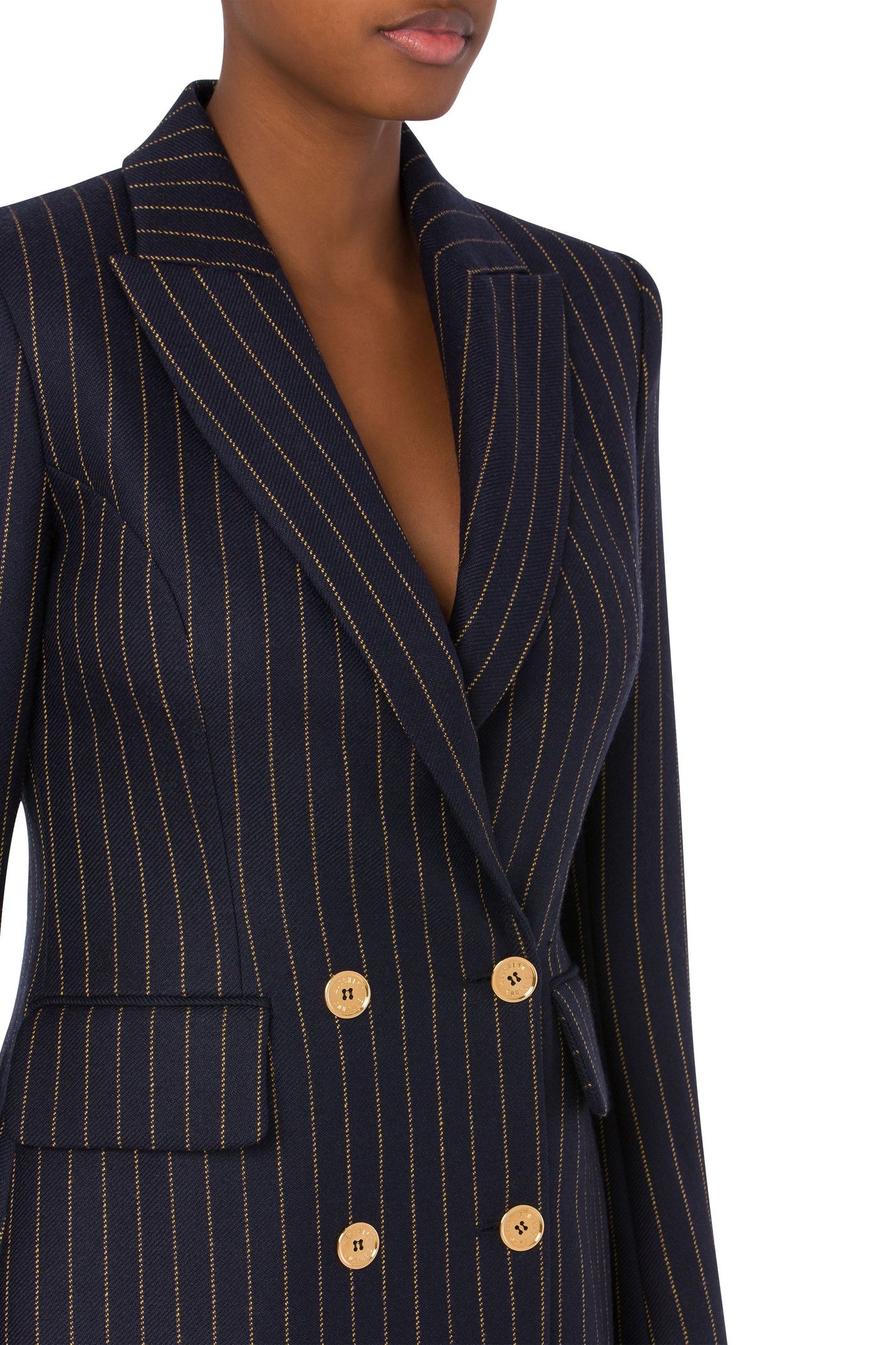 PINSTRIPE ROBE MANTEAU DRESS BLUE 4