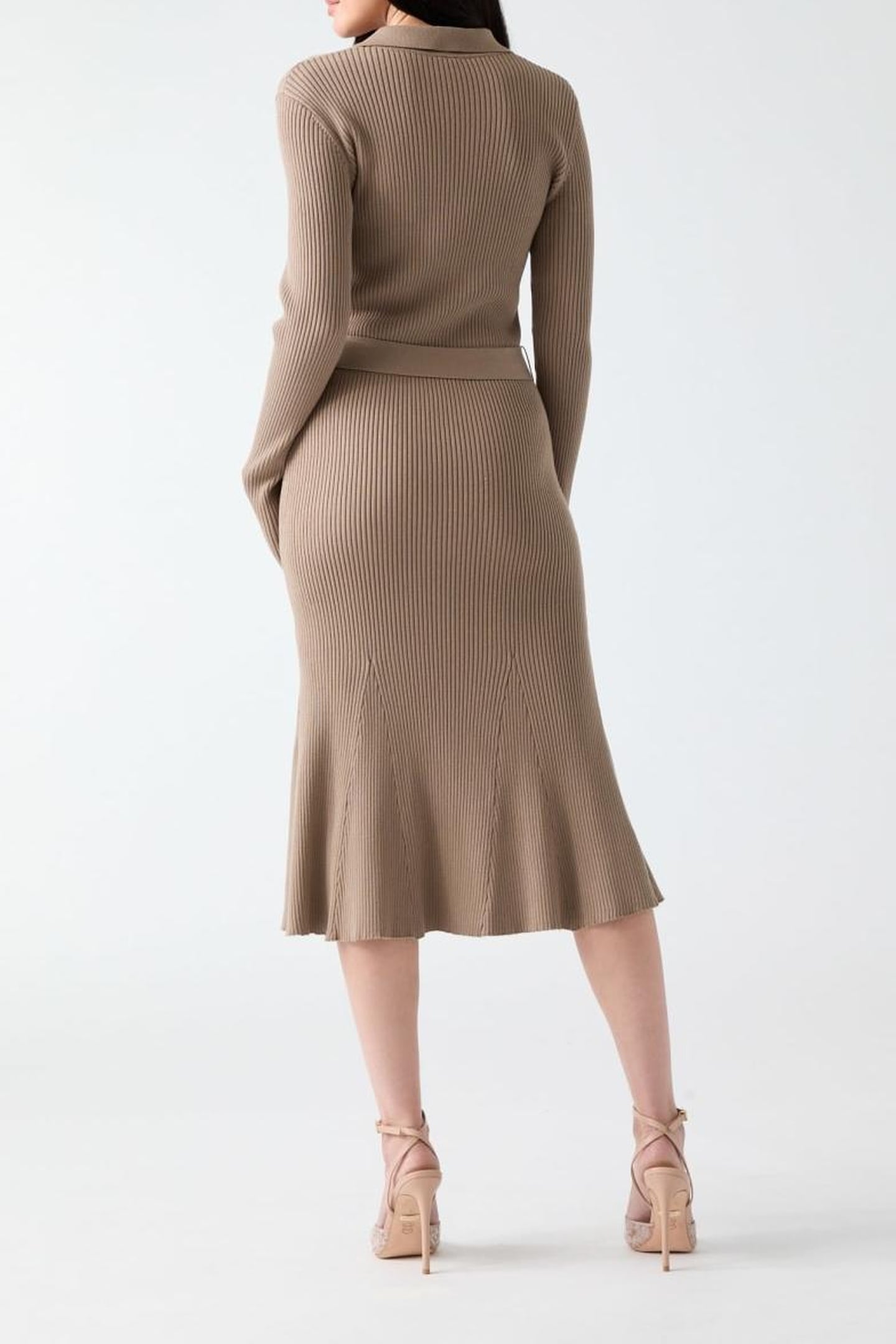 AGATHE POLO LS DRESS SILK TAUPE 4
