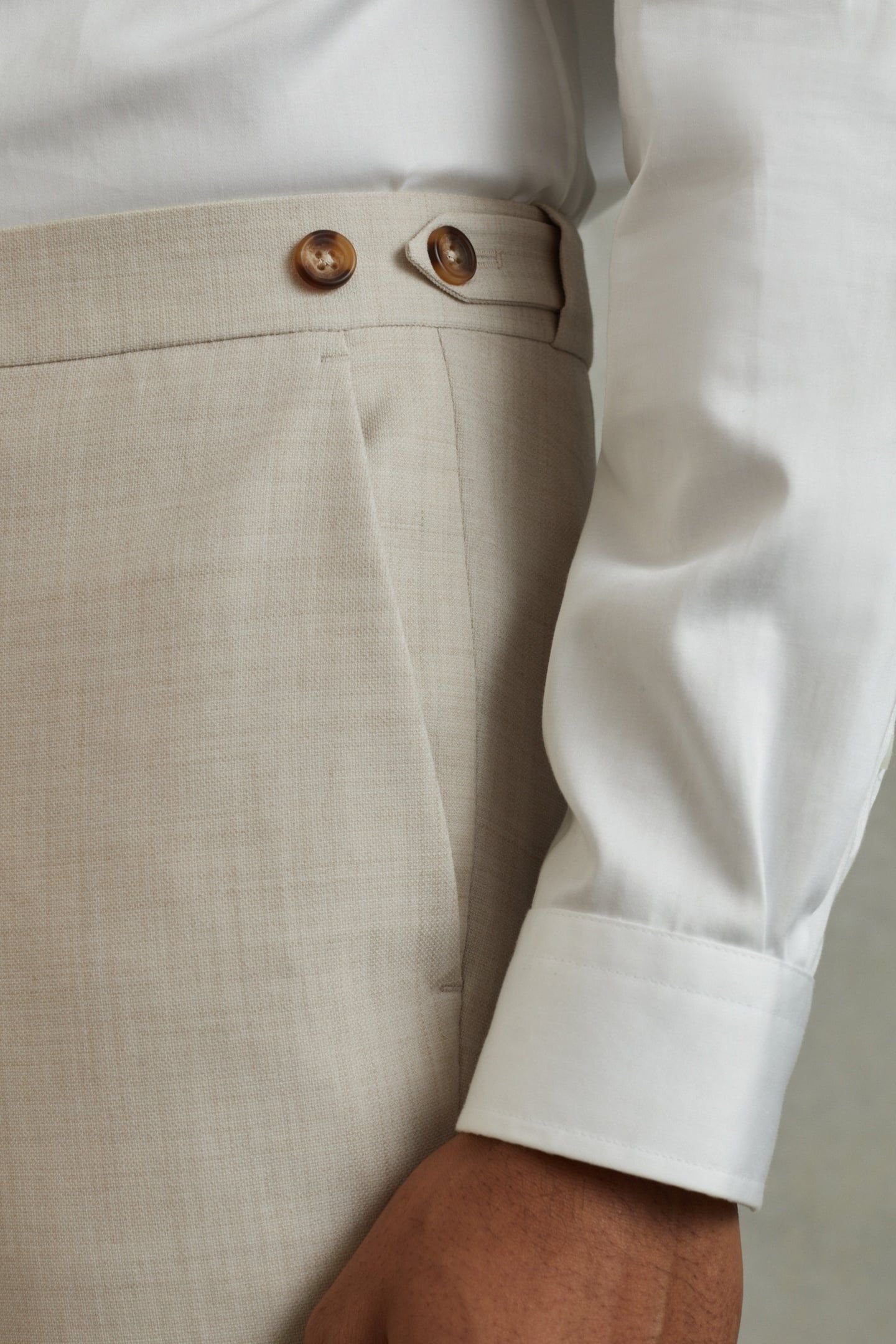 TEXTURED WEAVE MIXER TROUSER STONE 6