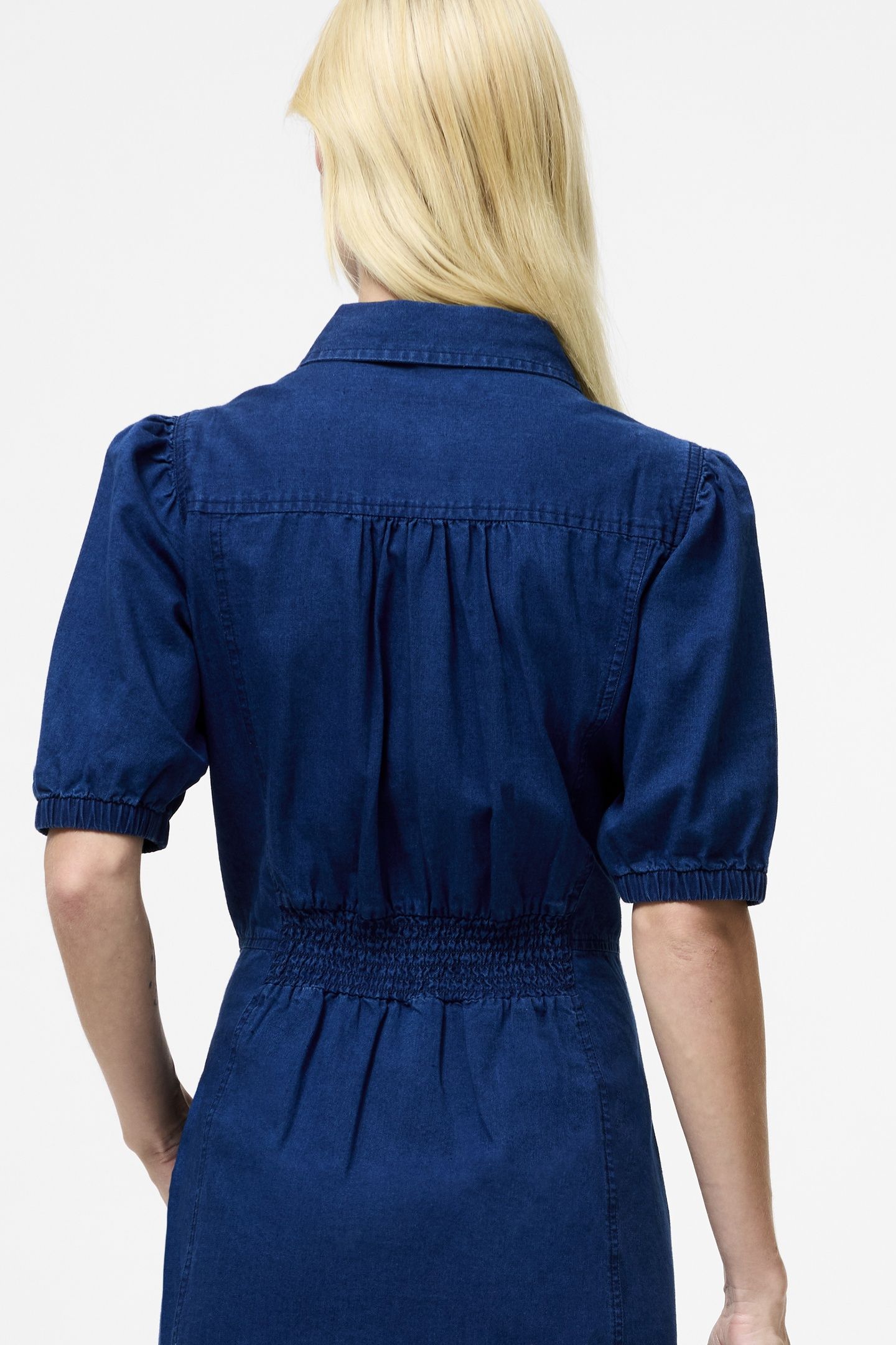 CHAMBRAY BUTTON THROUGH DRESS MID WASH 3