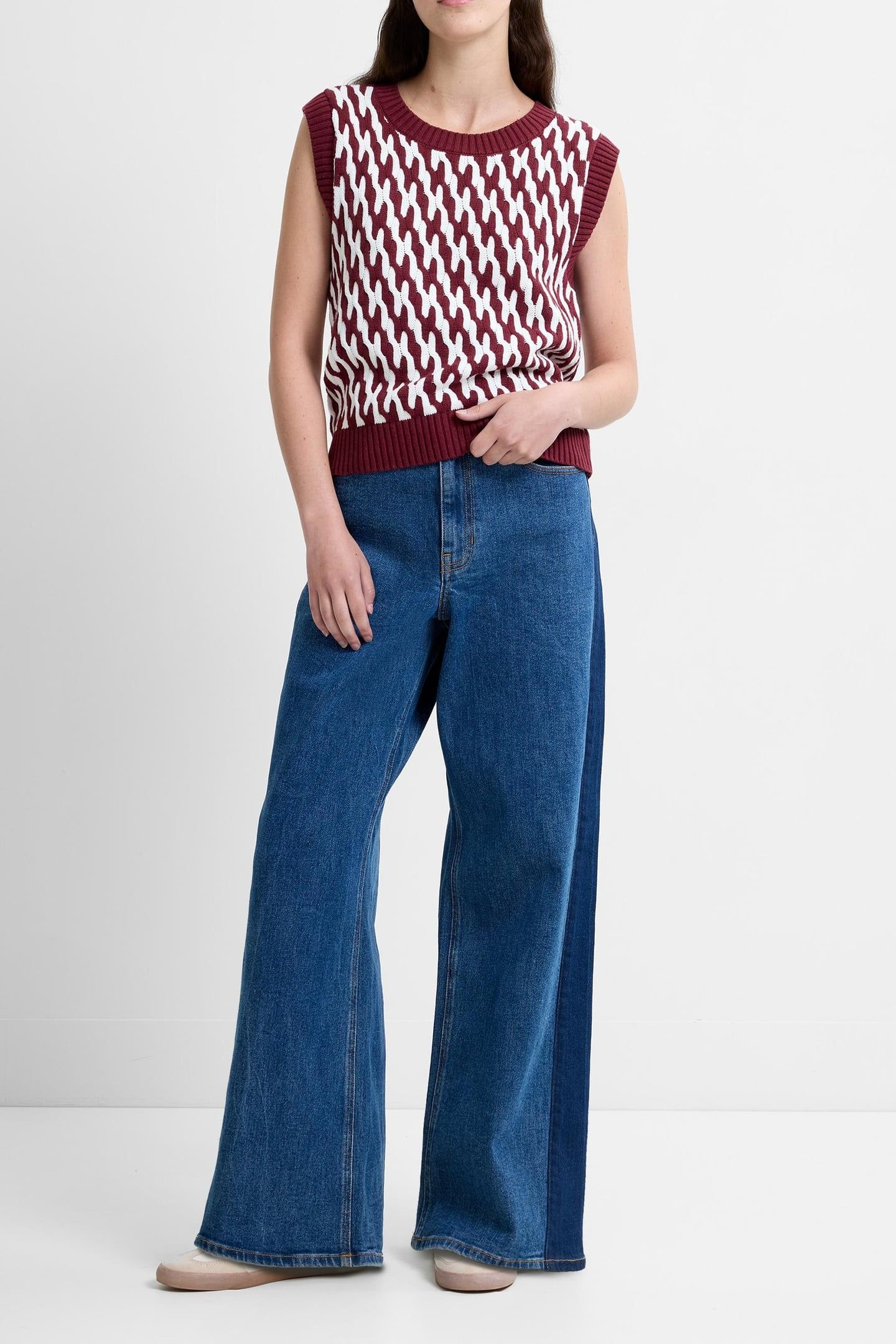KLARA FLEC STRIPED VEST PORCELAIN /BORDEAUX 1