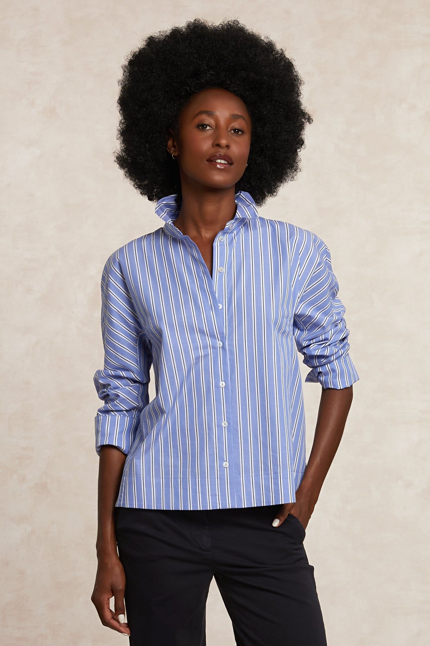 STRIPED CLASSIC BLOUSE BLUE/WHITE 1