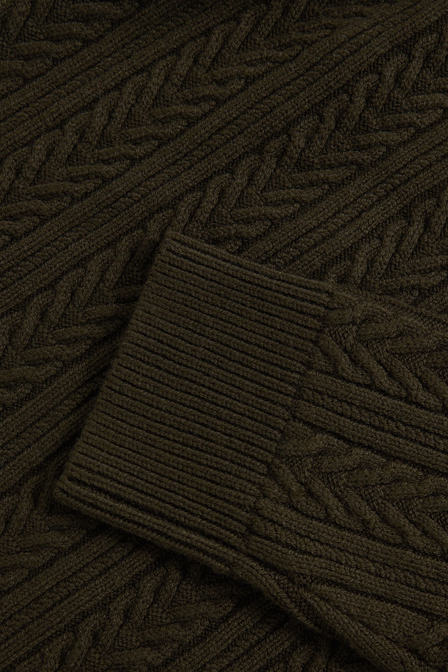 LS ROLL NECK CABLE JUMPER DARK OLIVE GREEN 5