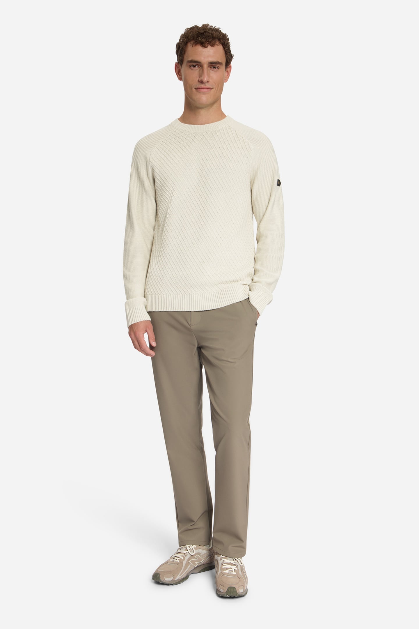PULLOVER CREWNECK CABLE KNIT STONE 3