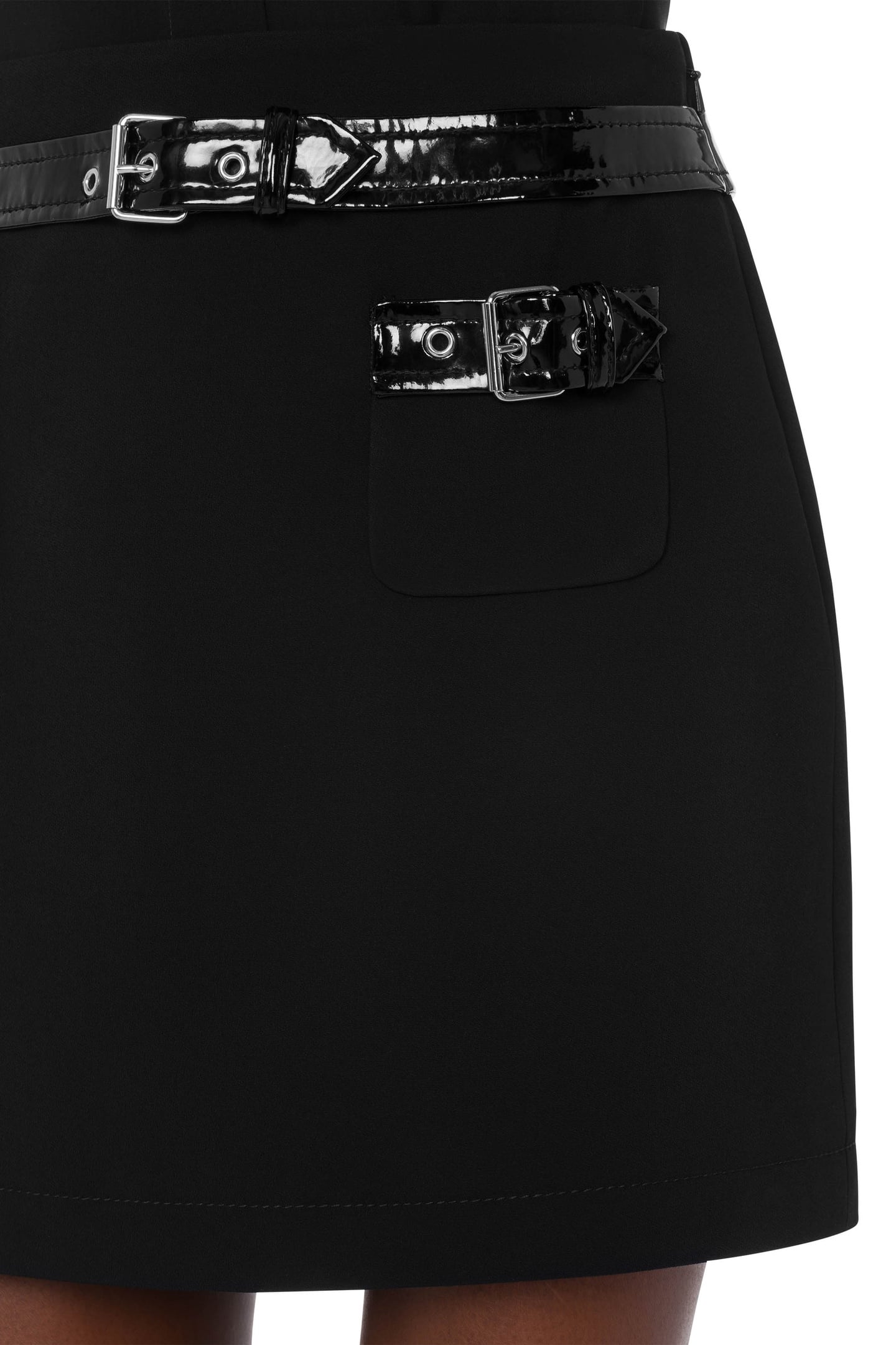BONDAGE BUCKLE STRETCH CADY MINISKIRT BLACK 4