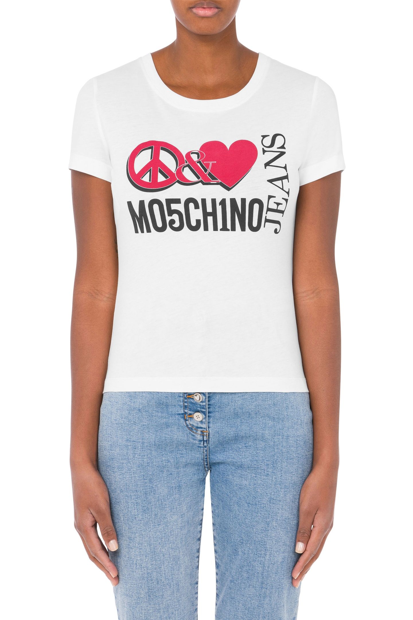 T-SHIRT IN JERSEY PEACE & LOVE WHITE 1