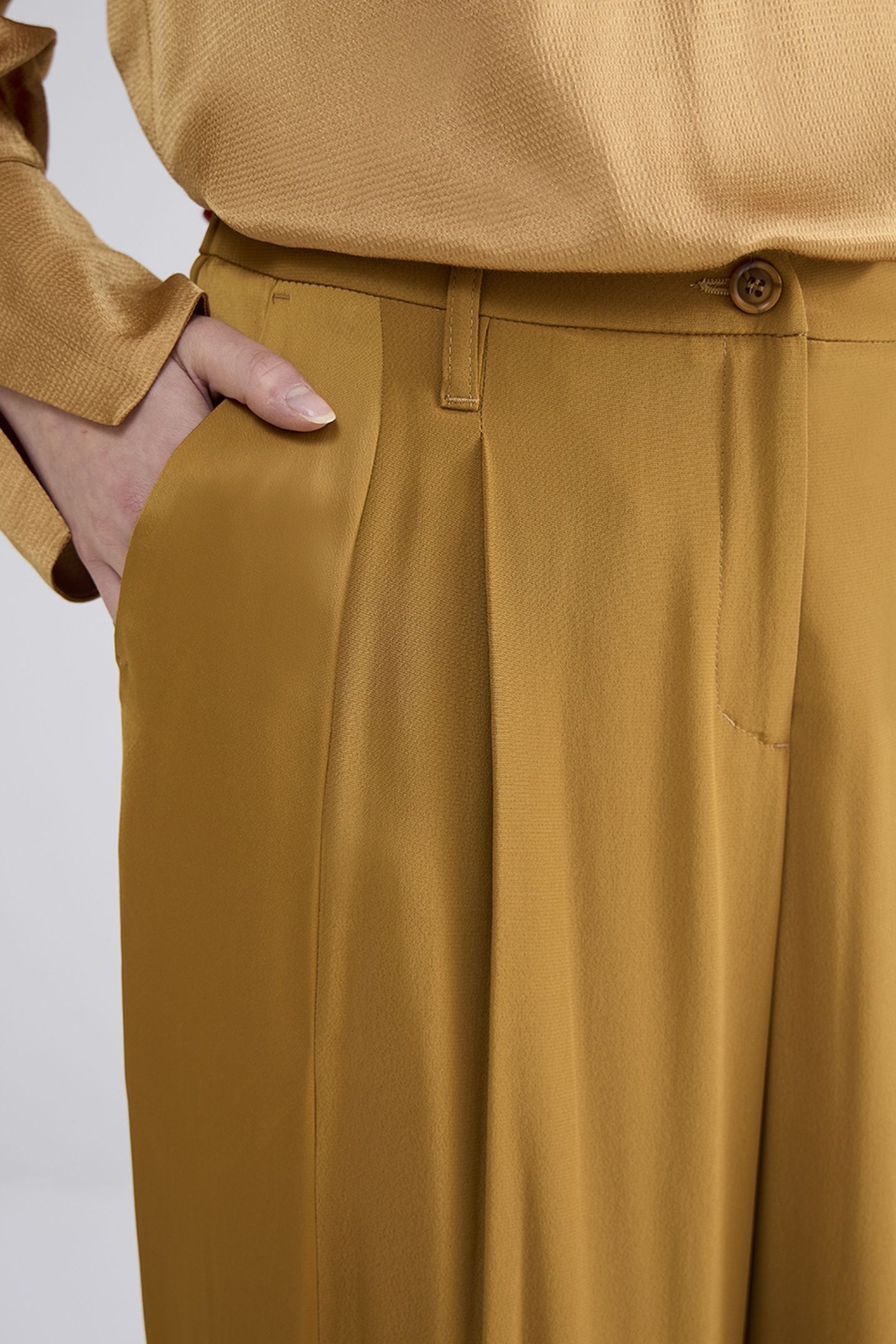 TROUSERS WIDE LEG CREPE VISCOSE BLEND CAMEL BROWN 4