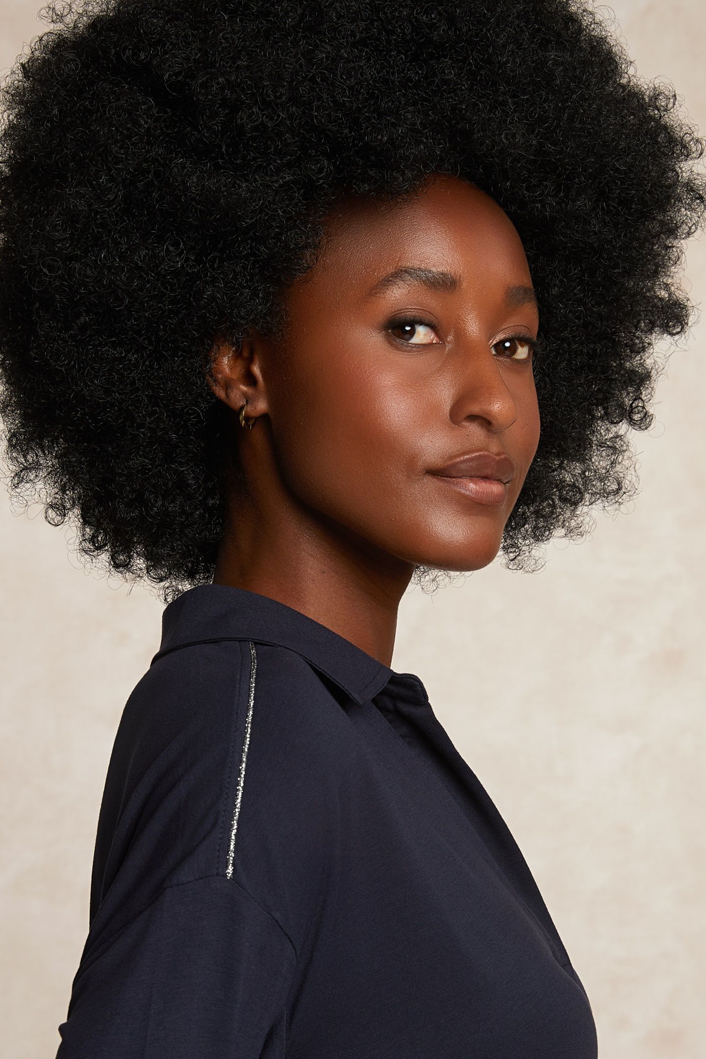 VISCOSE V-NECK BLOUSE GLITTER DETAIL NAVY 4