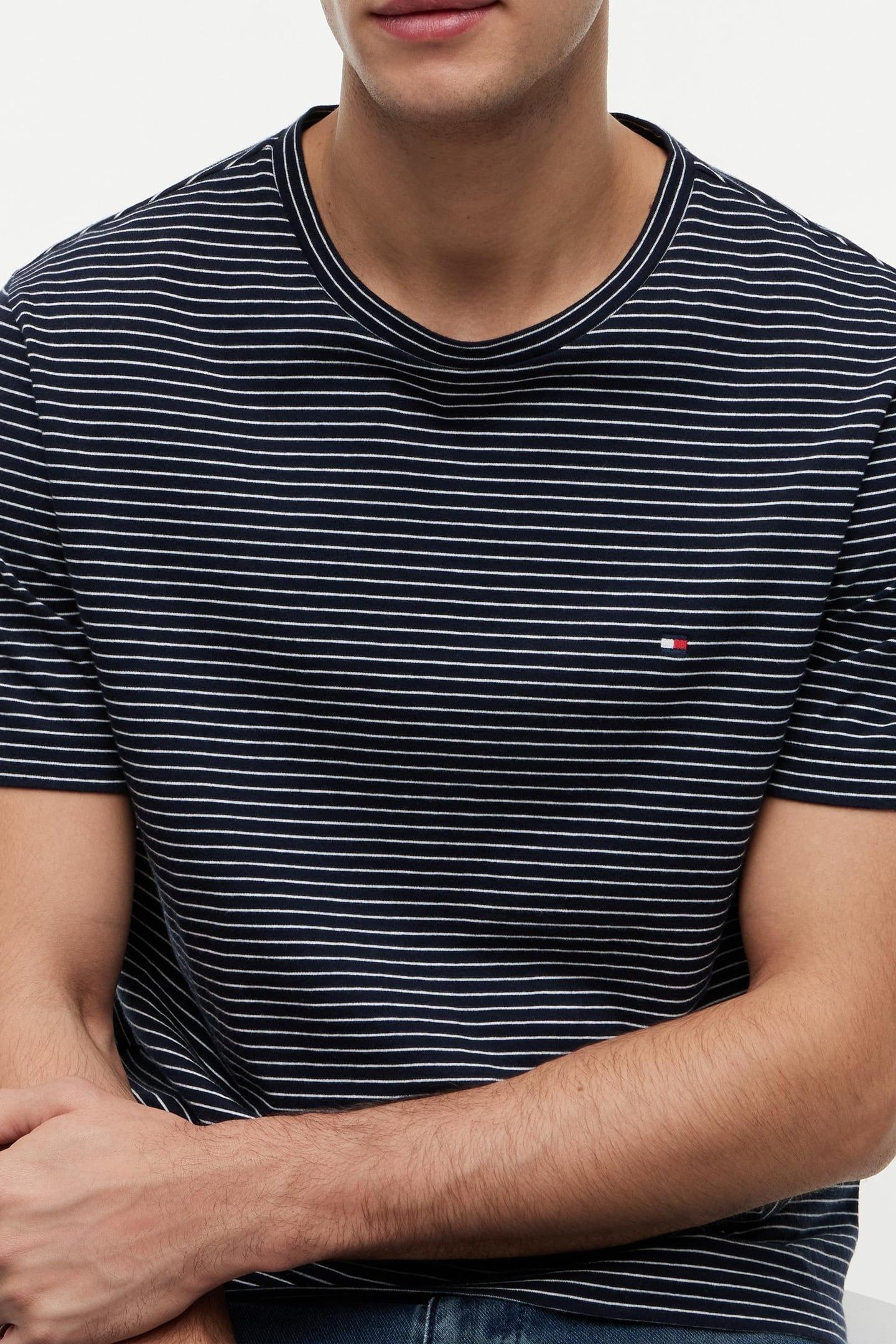 FLAG EMBROIDERY T-SHIRT DESERT SKY/ECRU STRIPE 5