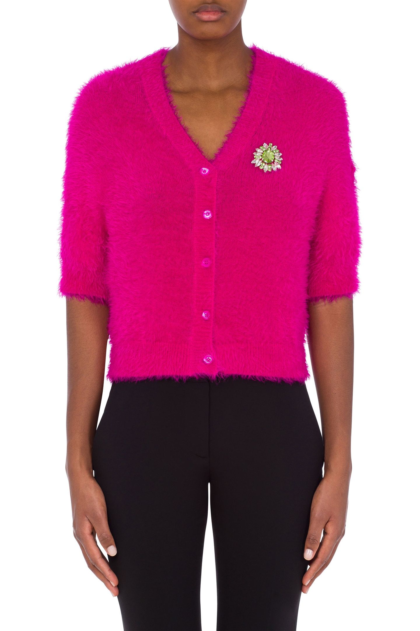 JEWEL FLOWER SOFT FABRIC CARDIGAN PINK 1