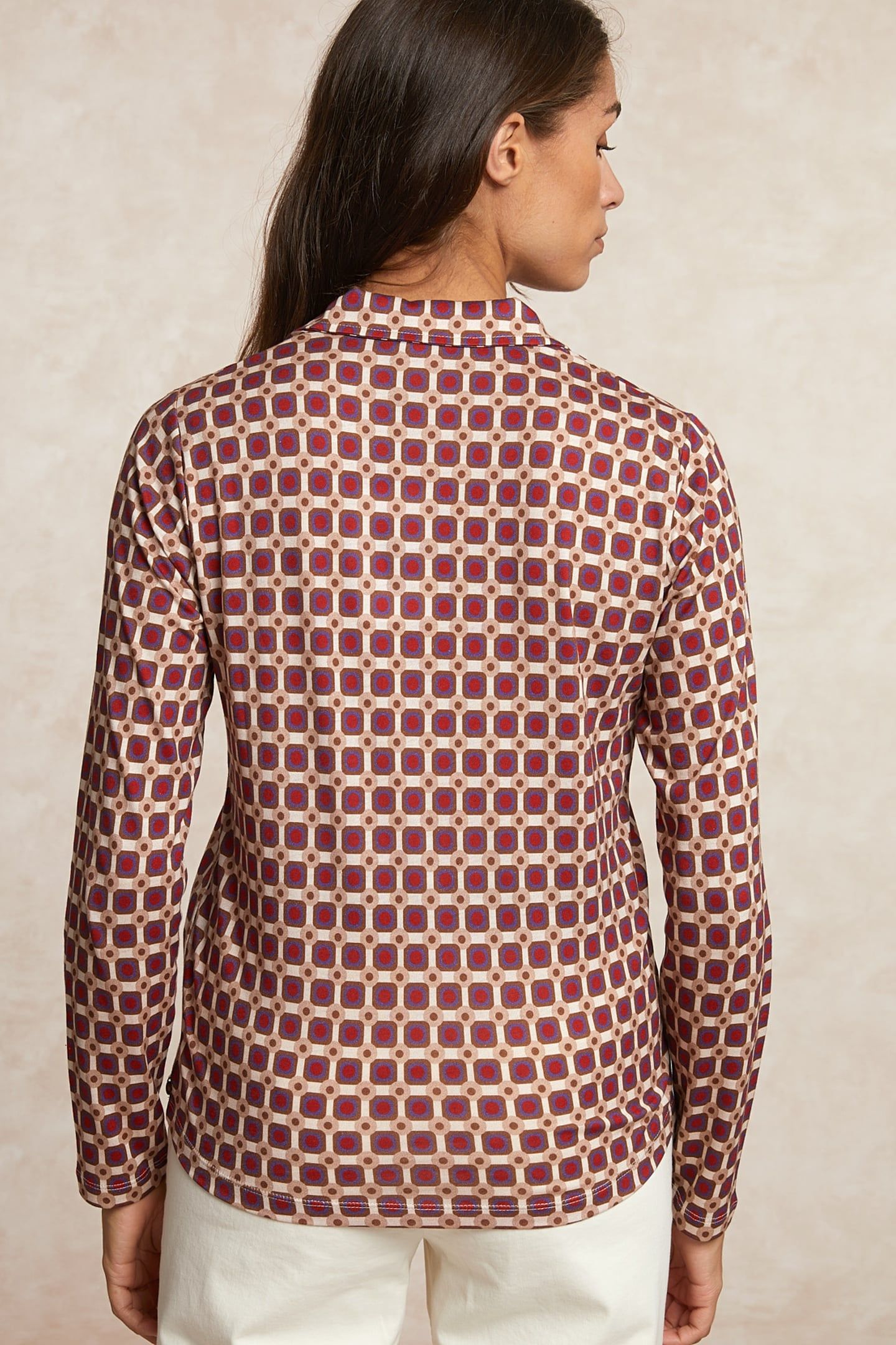 JERSEY FANTASY V-NECK BLOUSE RED/BROWN 2