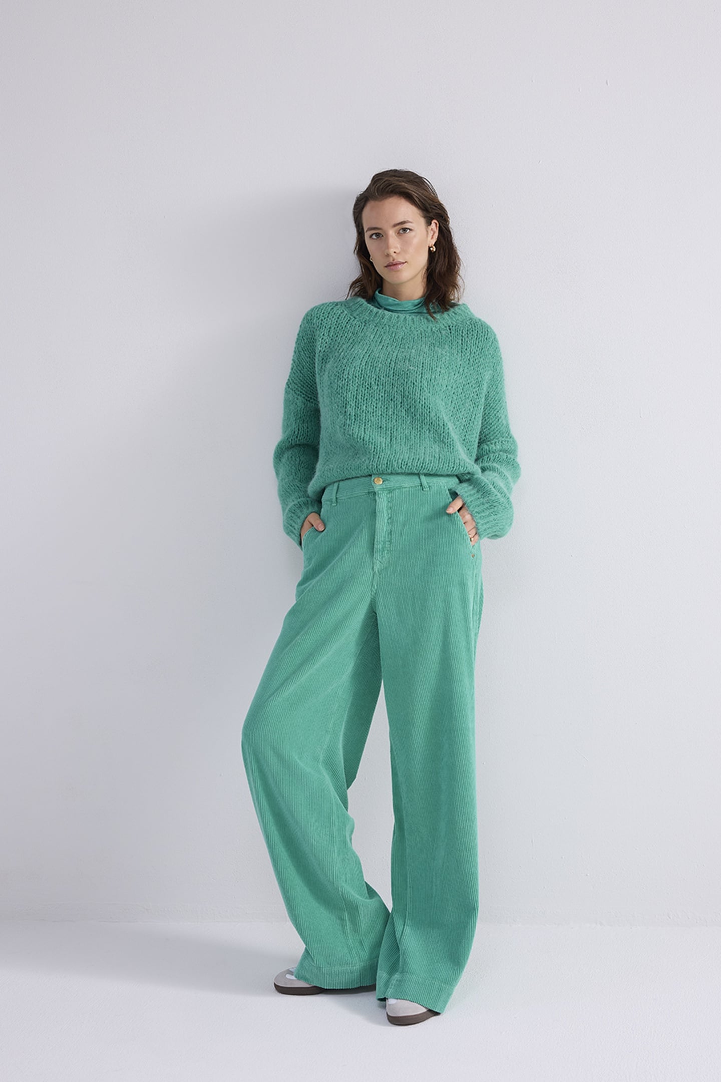 FLARED PANTS FLUID STRETCH CORD PEACOCK 1