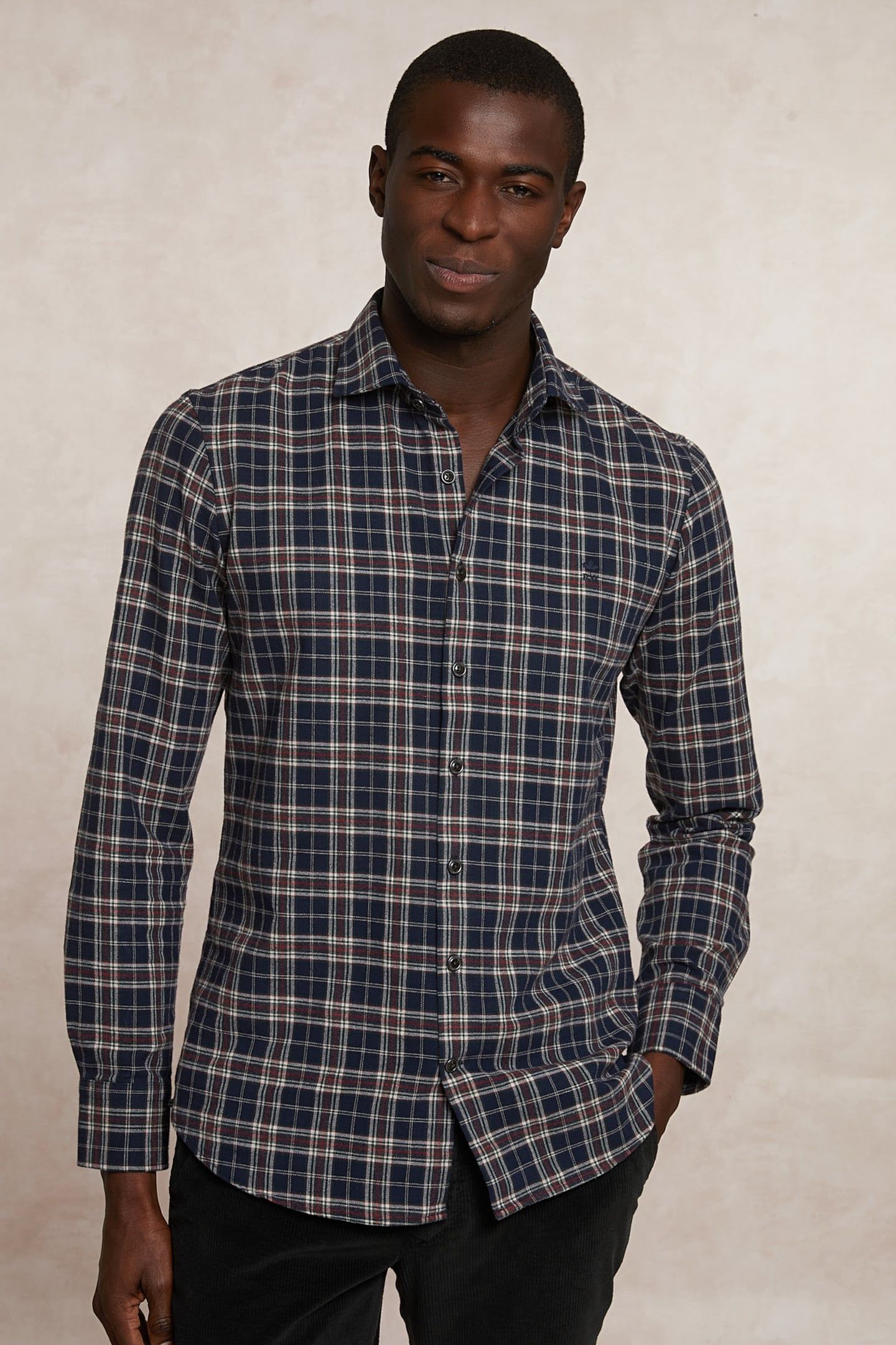 SLIM FIT CHECKED FLANNEL SHIRT BLUE/RED 3