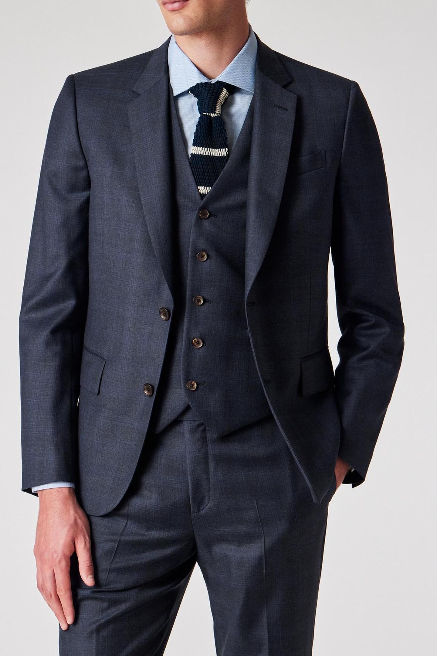 MENS TAILORED FIT 3PC 2 BUTTON SUIT VERY DARK NAVY 1