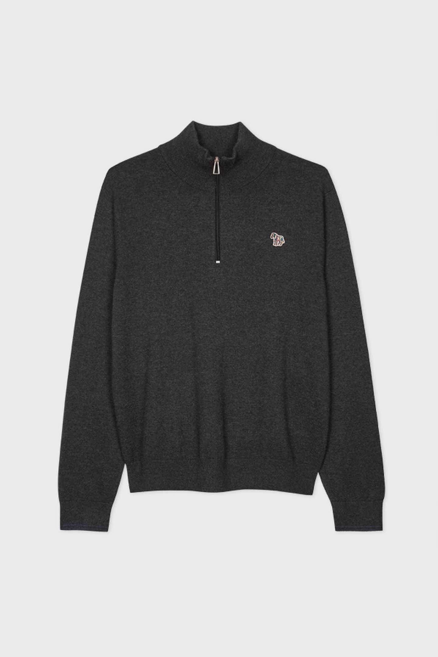 MENS SWEATER ZIP NECK ZEB BAD BLACK MELANGE 2