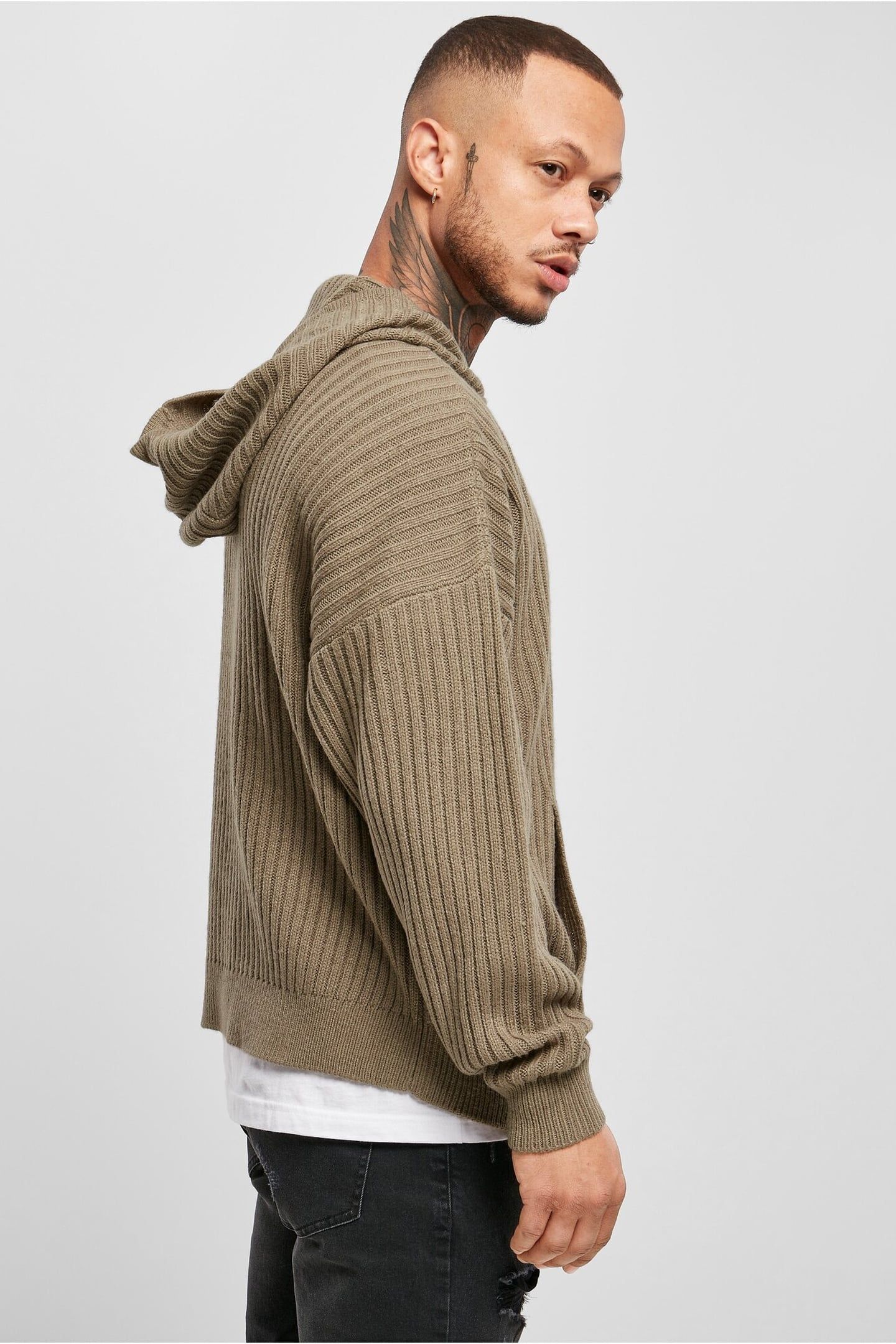 KNITTED HOODY DARKKHAKI 4
