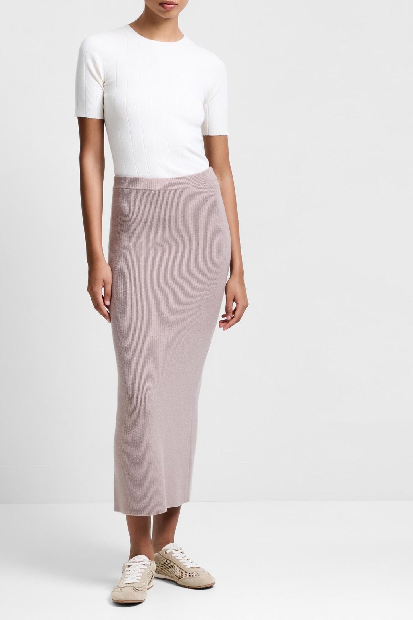 AVA STRAIGHT MIDI SKIRT TAUPE NEUTRAL 2