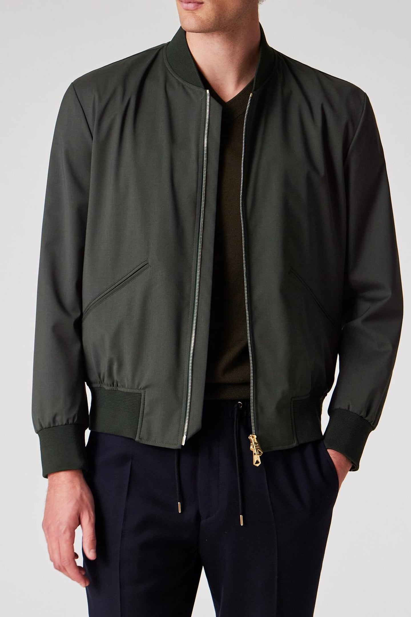 MENS REGULAR FIT BOMBER JACKET OLIVE GREEN 1