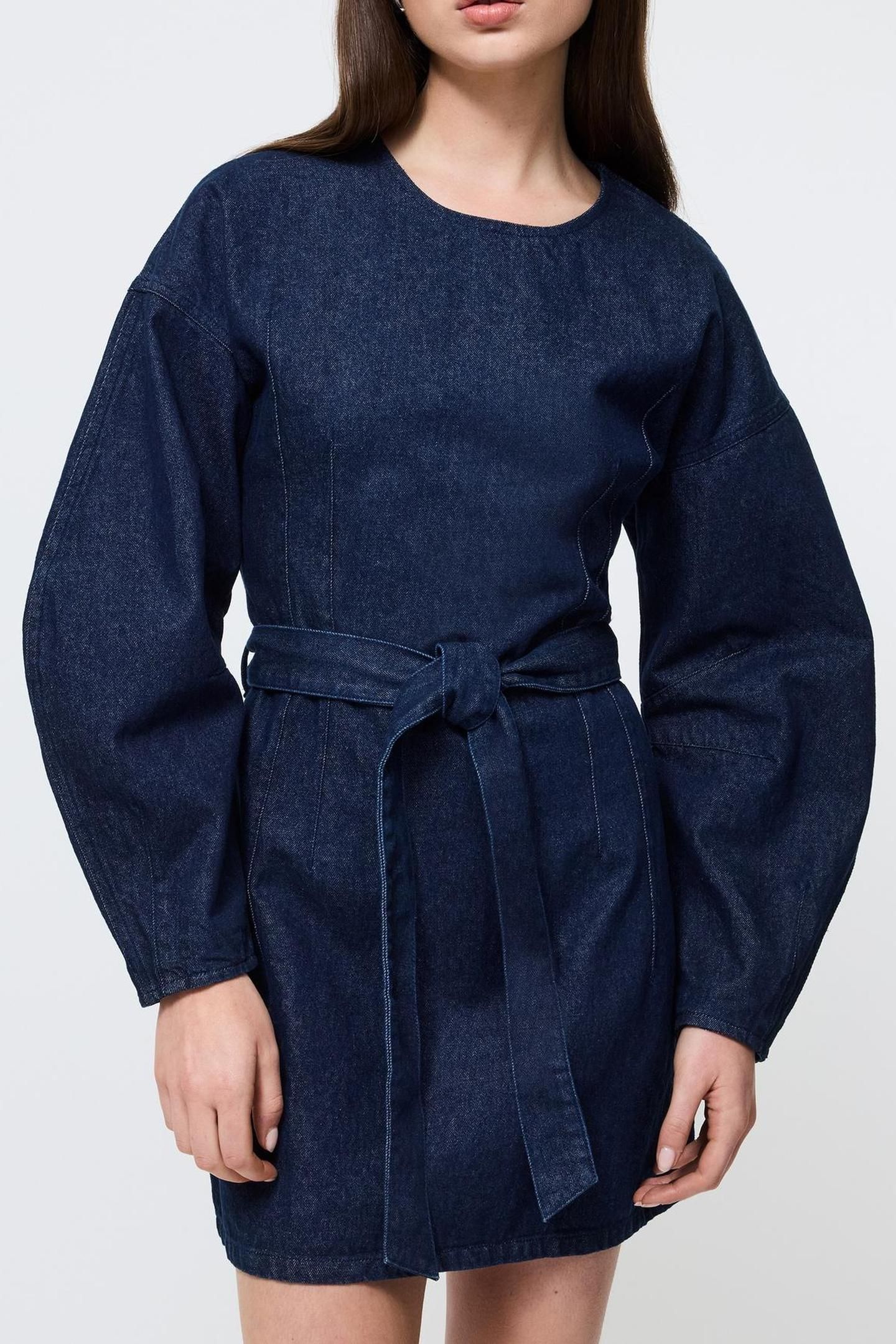 LEIGHTON DENIM BANANA SLV DRES DARK INDIGO 4