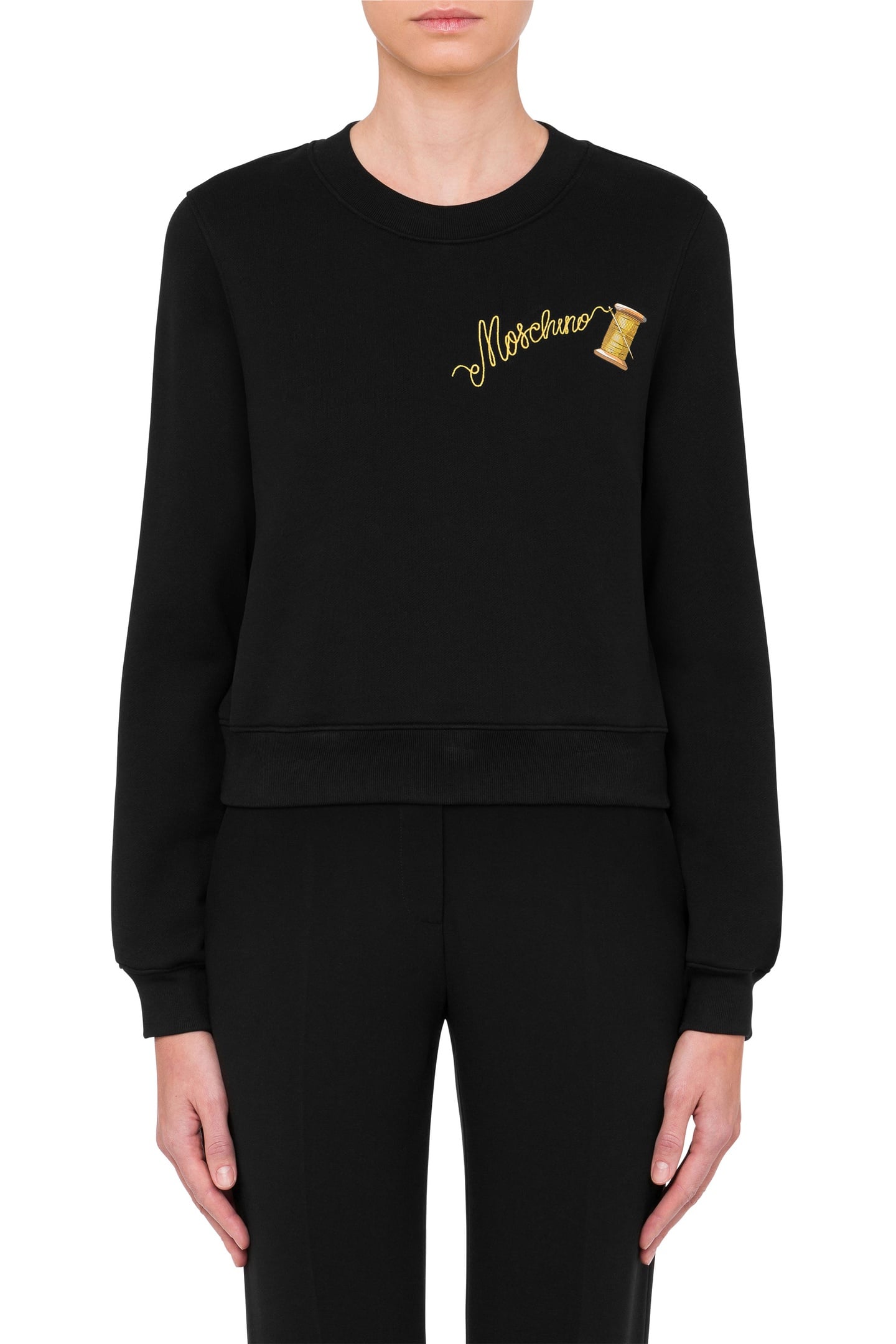 ORGANIC COTTON SWEATSHIRT SARTORIAL LOGO EMBROIDERY BLACK 1