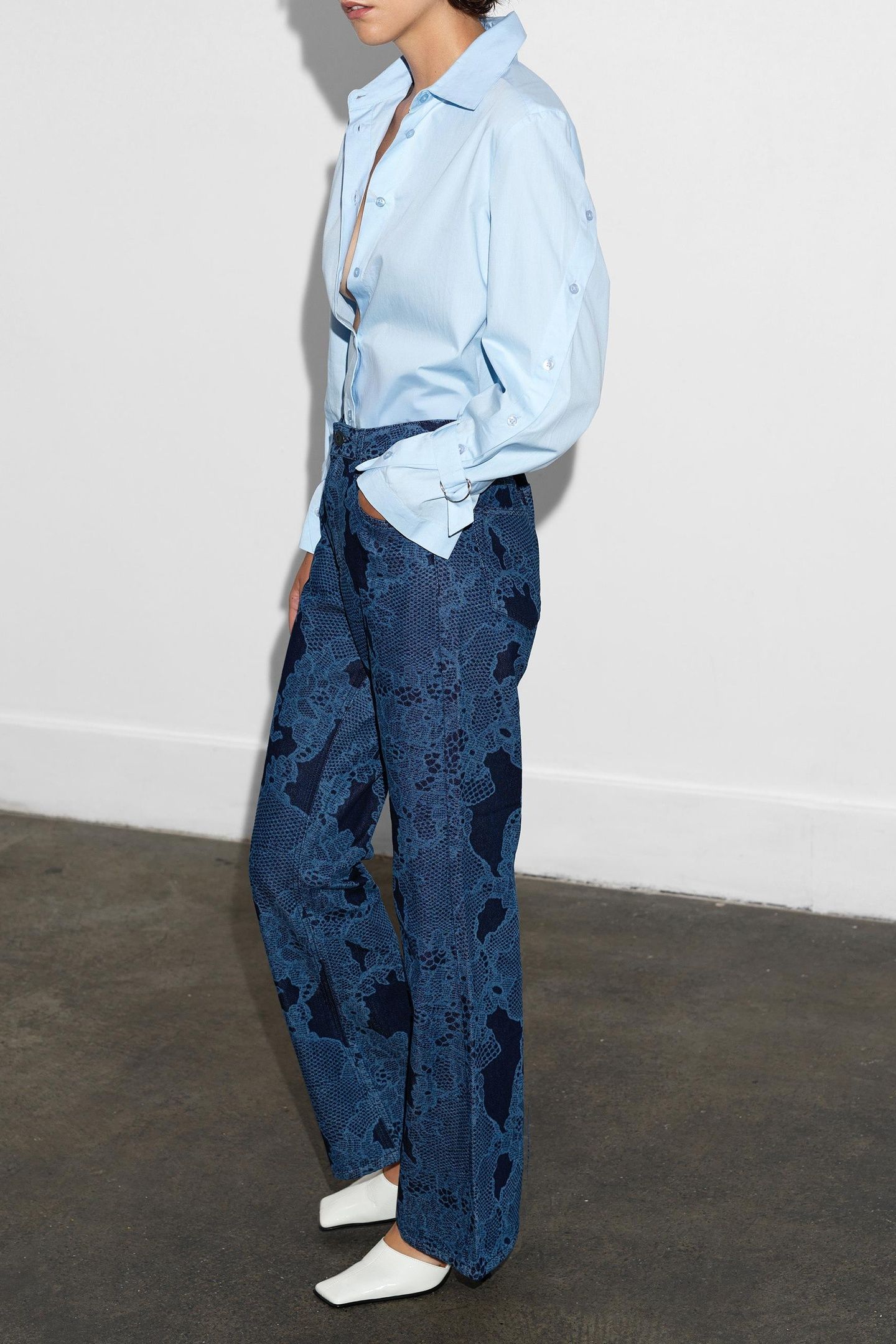 JENNIE LACE PRINT DENIM JEAN DARK INDIGO DARK INDIGO 4