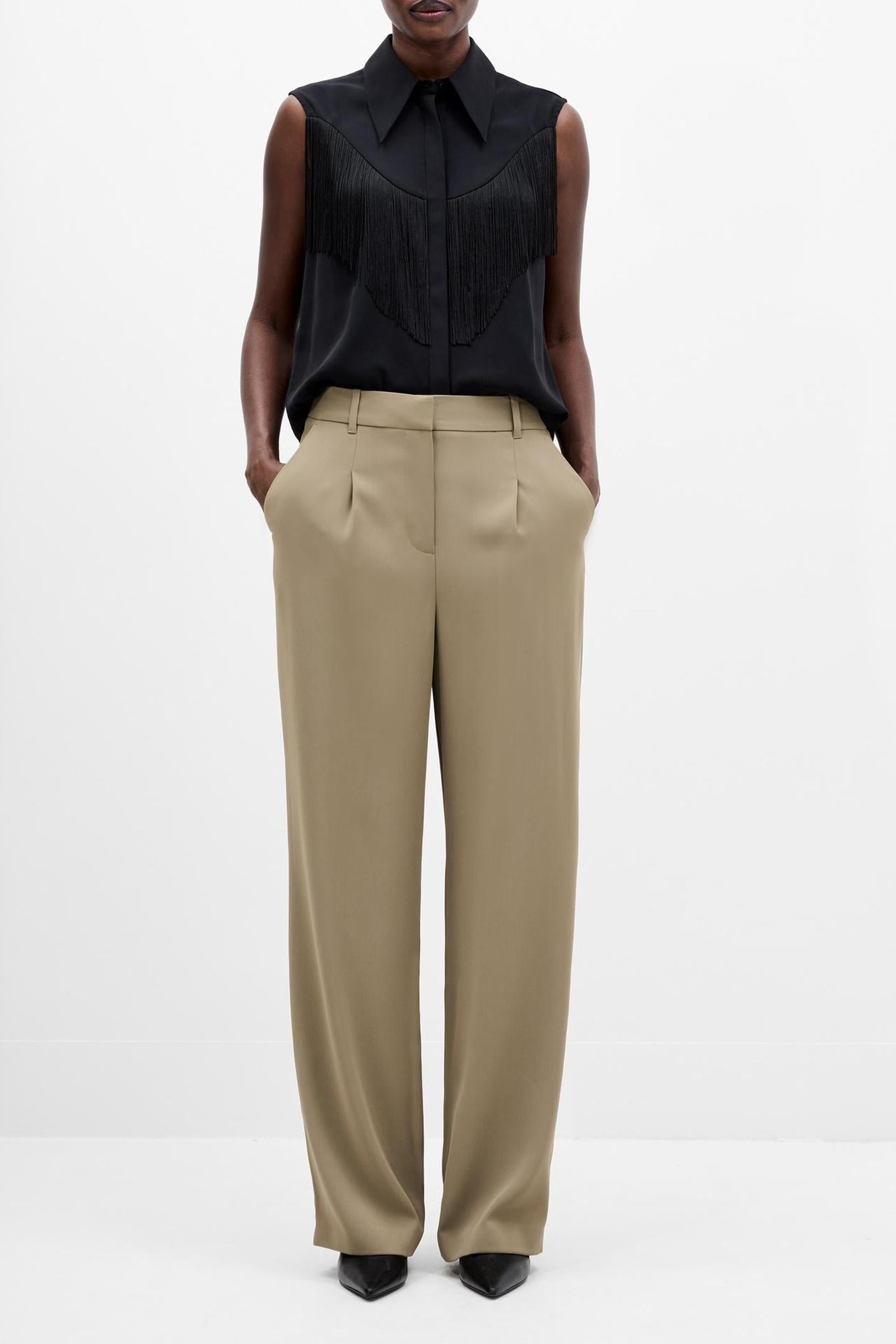 VINNIE SUITING PLEATED TROUSER WASHED KHAKI 1