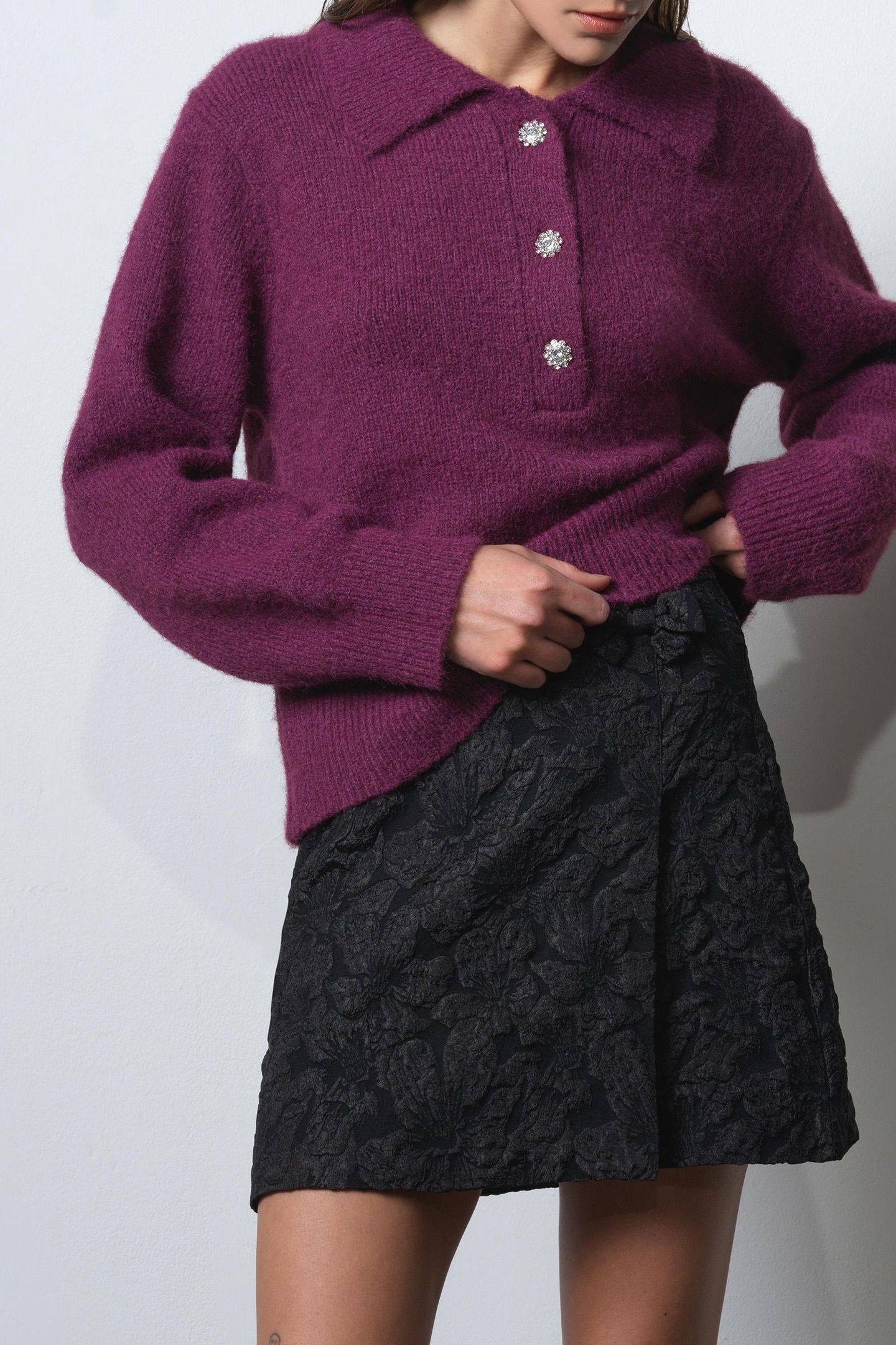 COLLEEN POLO COLLAR JUMPER MULBERRY 4