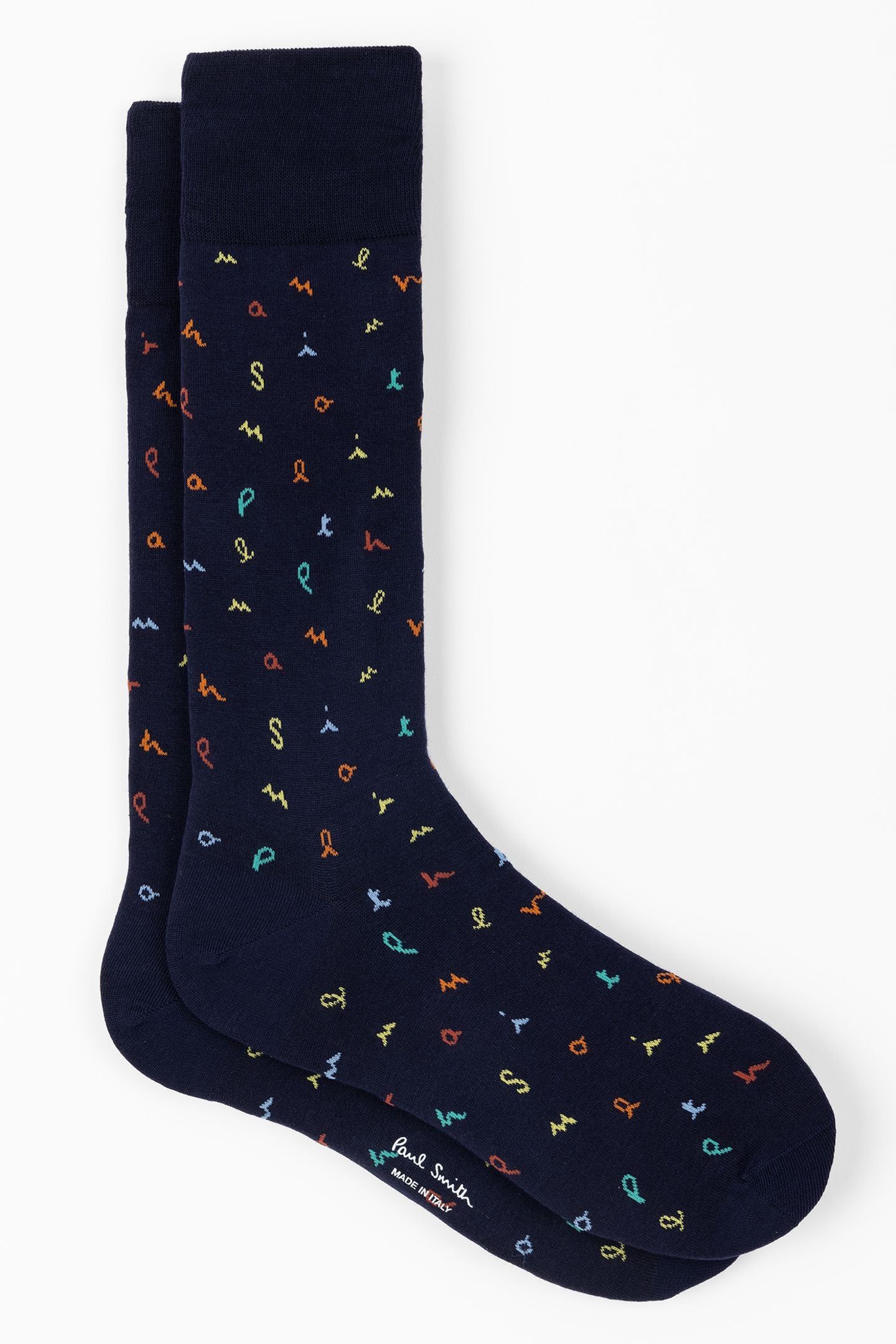MEN SOCK GARY LETTERS NAVY 6