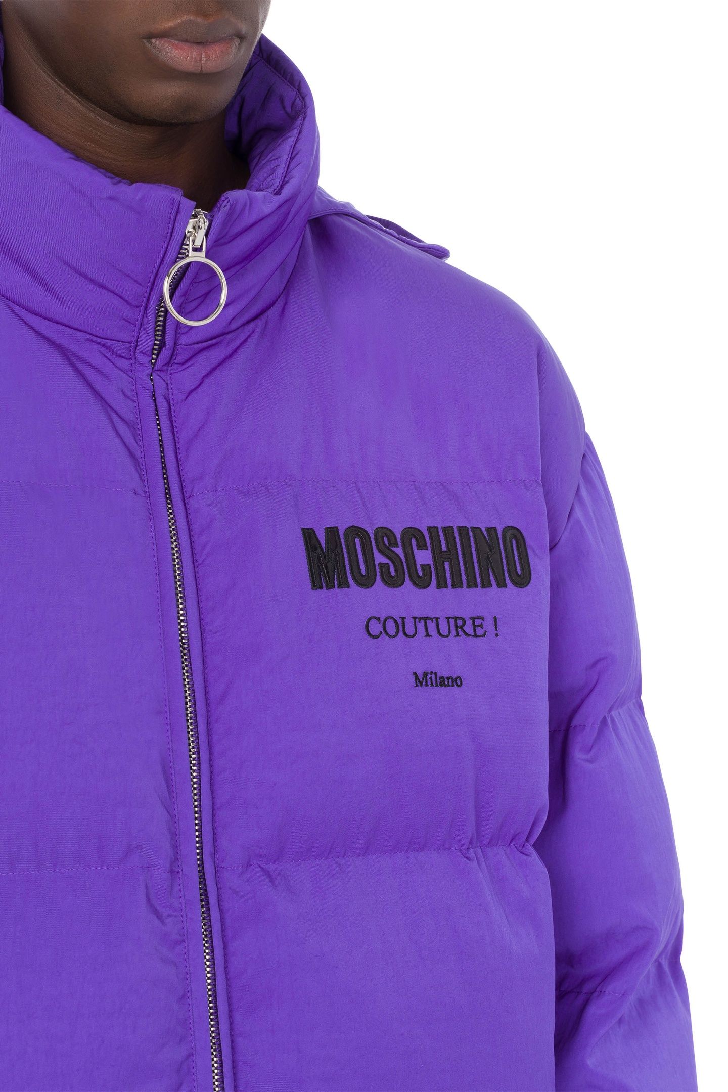 MOSCHINO COUTURE VINYL TECHNICAL NYLON DOWN JACKET PURPLE 4