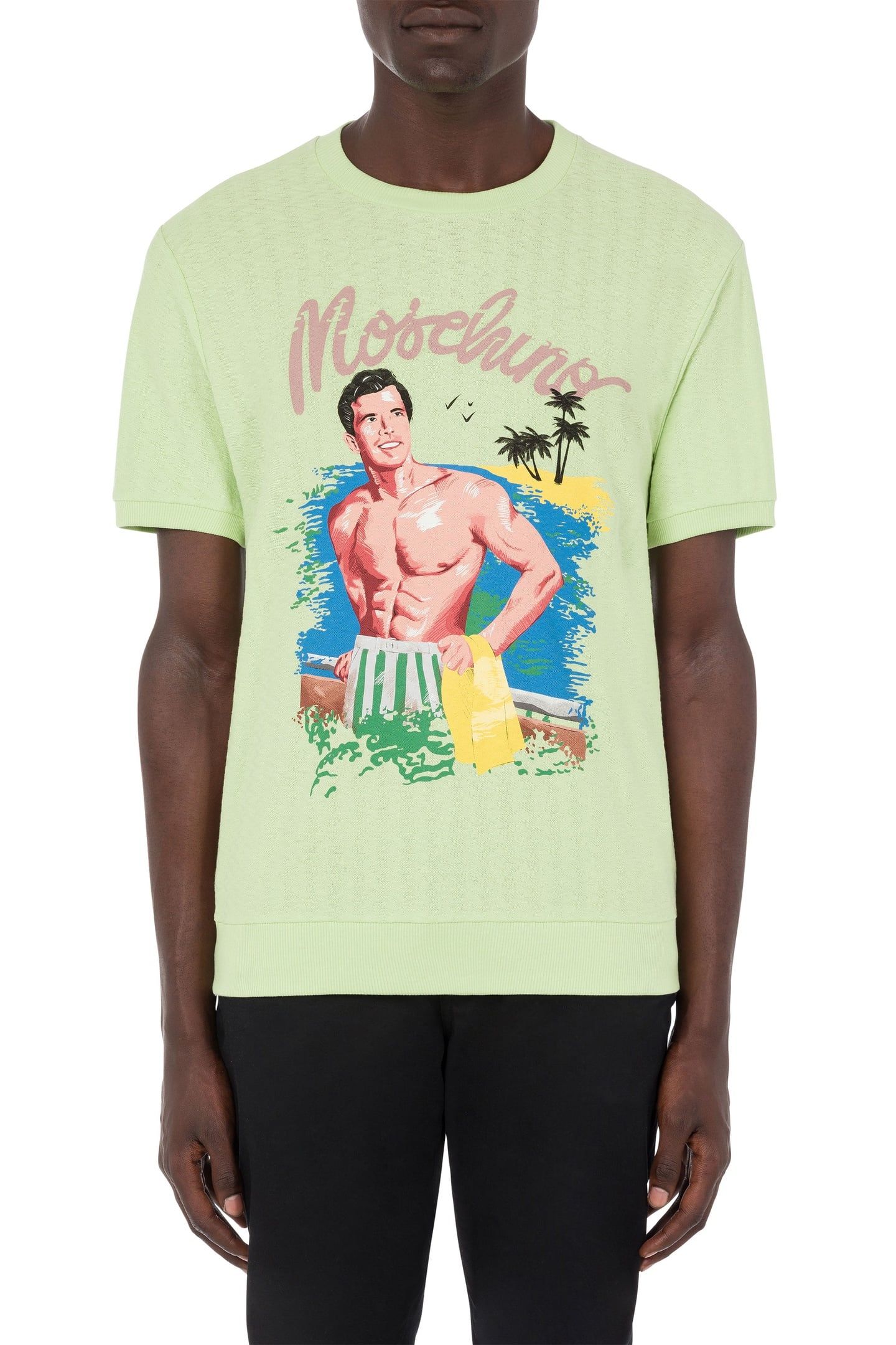 T-SHIRT IN JERSEY JACQUARD HAWAIIAN PRINT GREEN 1
