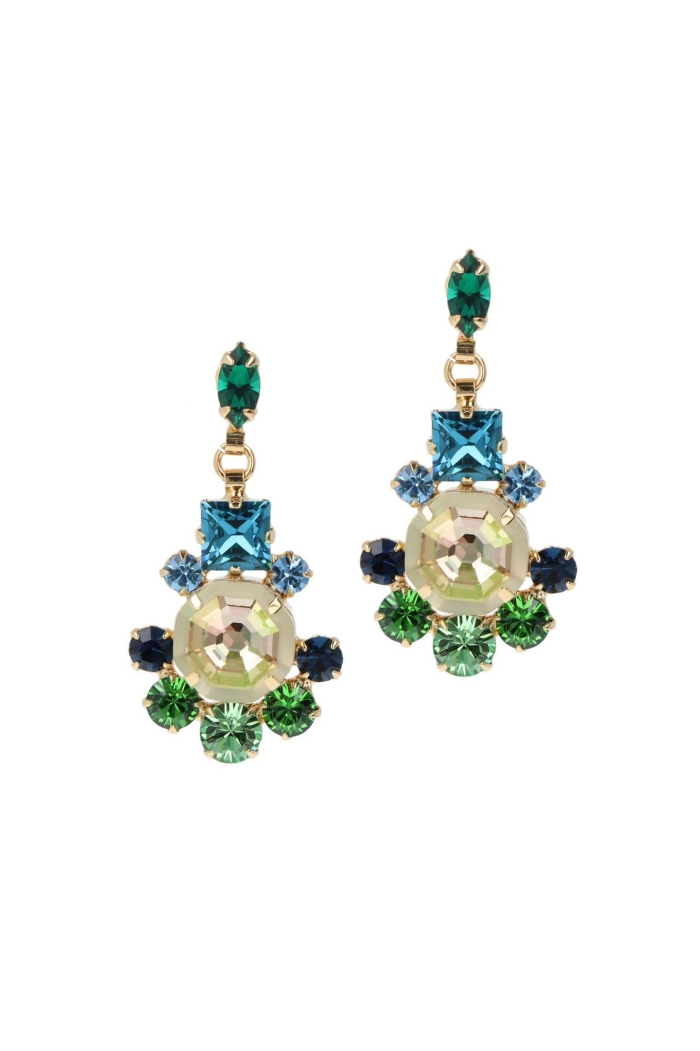 LALIQUE EARRINGS GREEN BLUE, GREEN 2