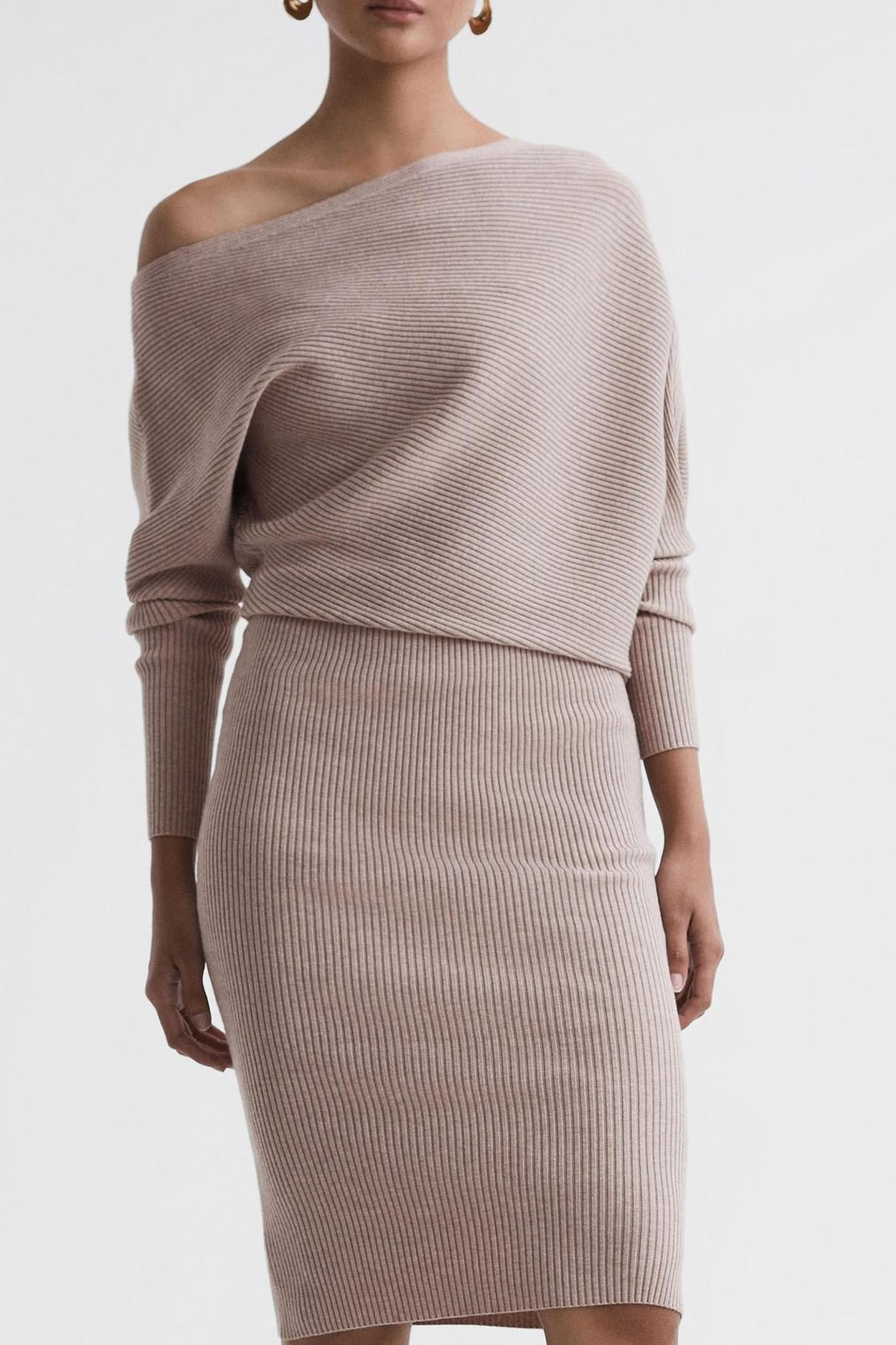 DRAPE KNITTED BODYCON NEUTRAL 1