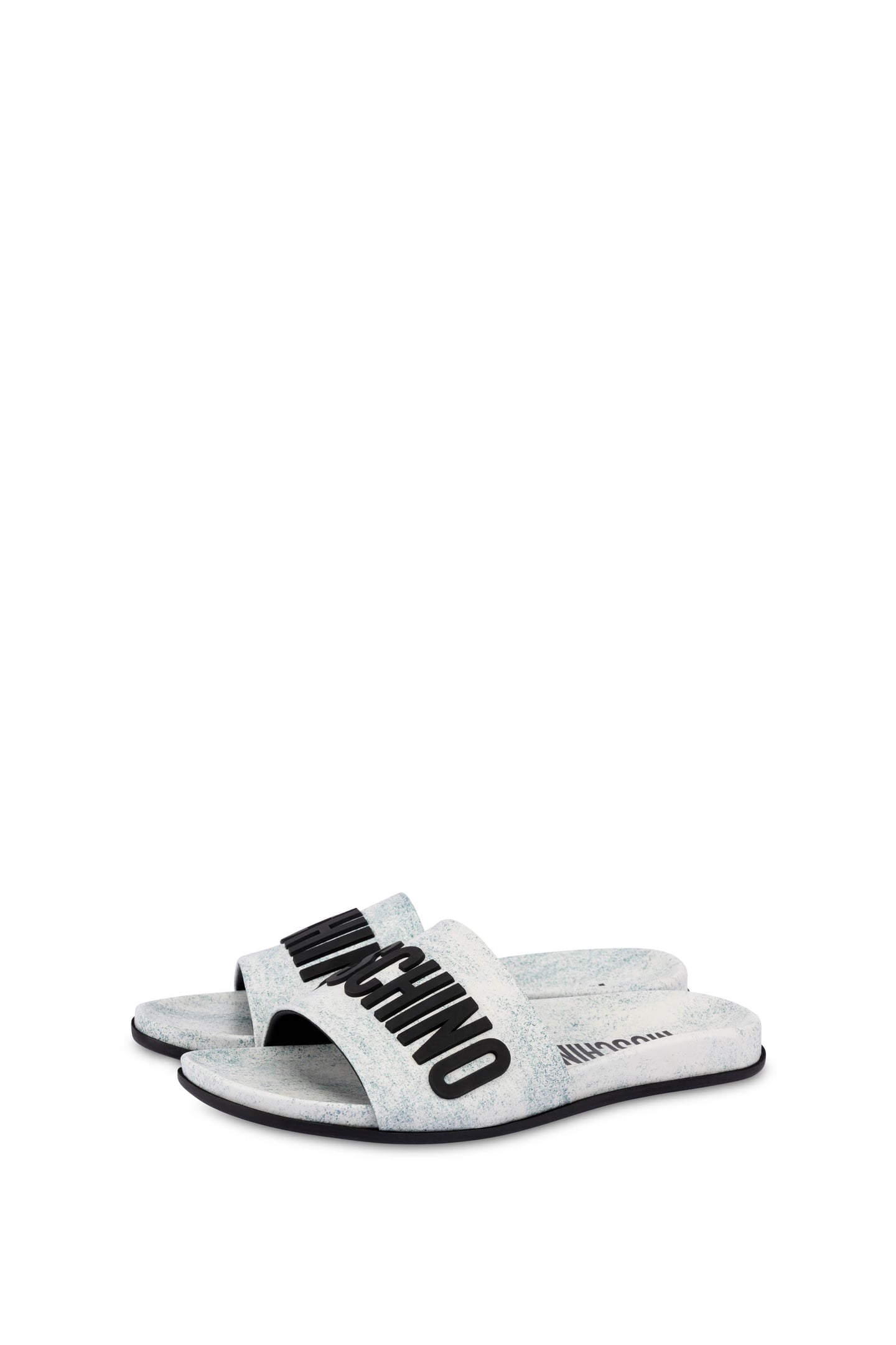 MOSCHINO X THE FLINTSTONES™ CALFSKIN POOL SLIDES GREY 2