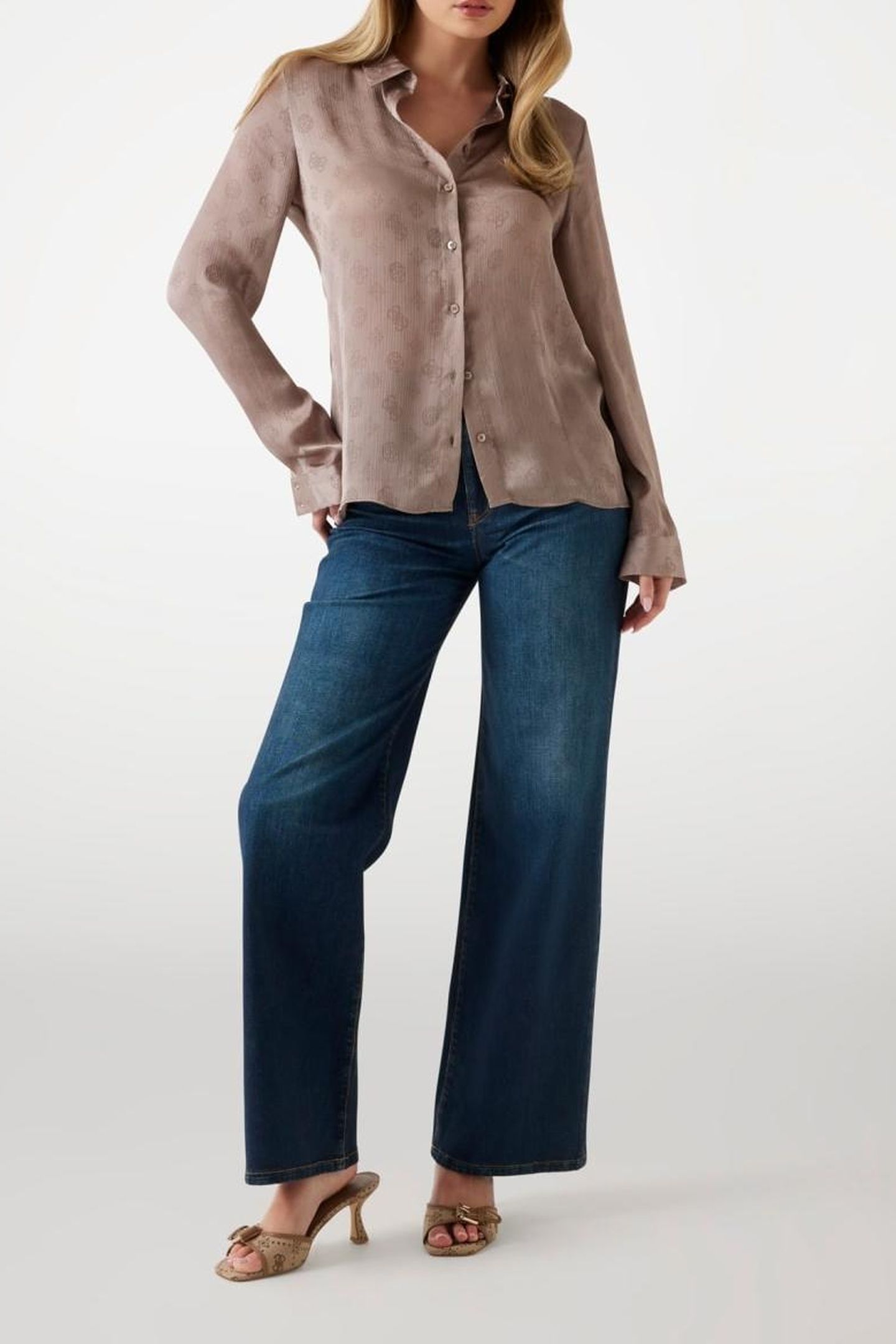 LS MARTHE LOGO SHIRT SILK TAUPE 1
