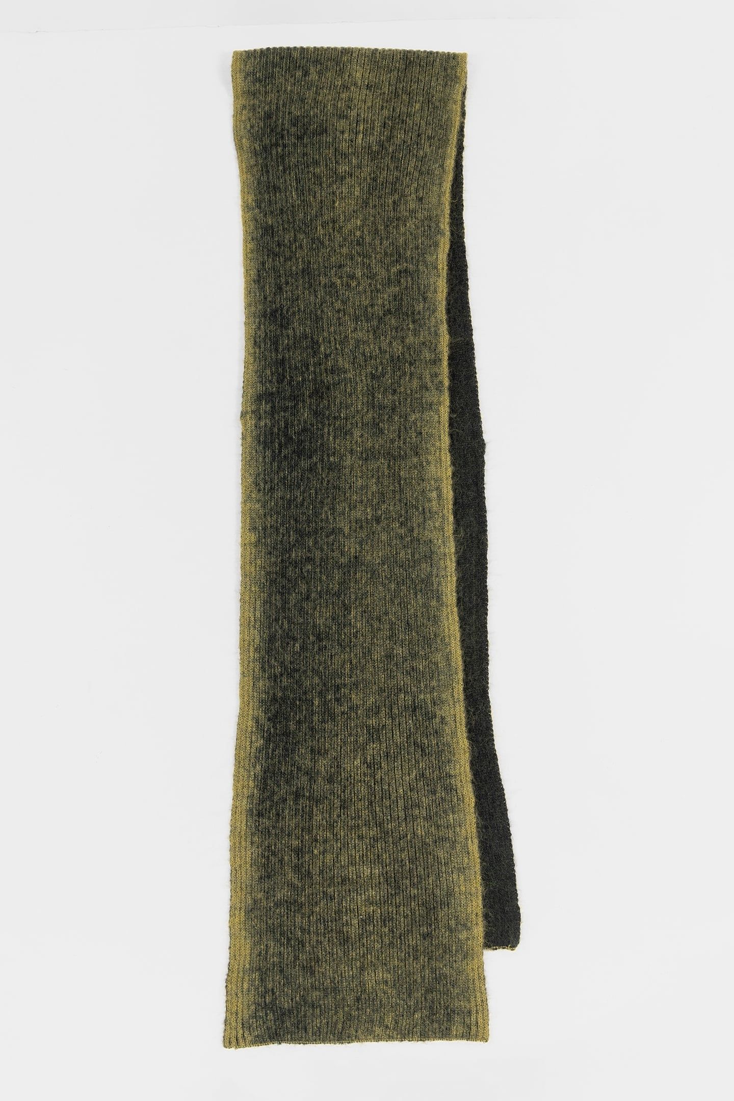 MEN SCARF MOHAIR RIB OLIVE GREEN 1