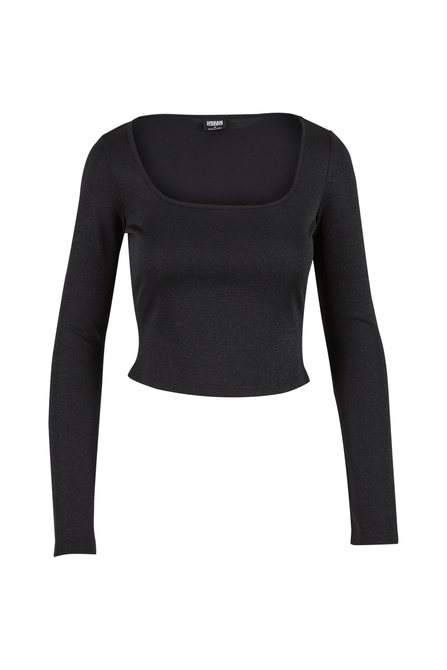 LADIES GLITTER SQUARE NECK LONGSLEEVE BLACK 3