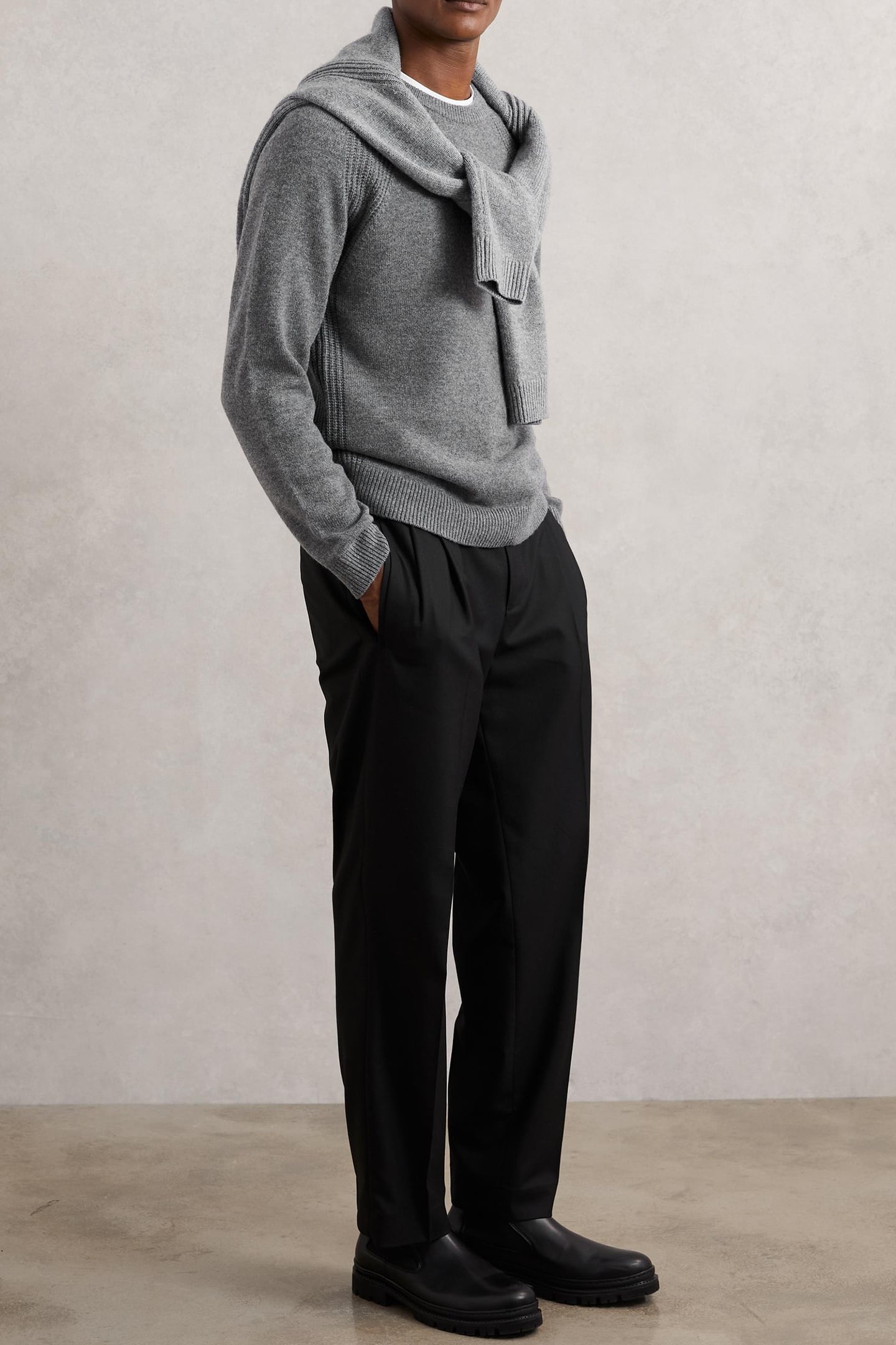LS RAGLAN CREW NECK JUMPER MID GREY MELANGE 3