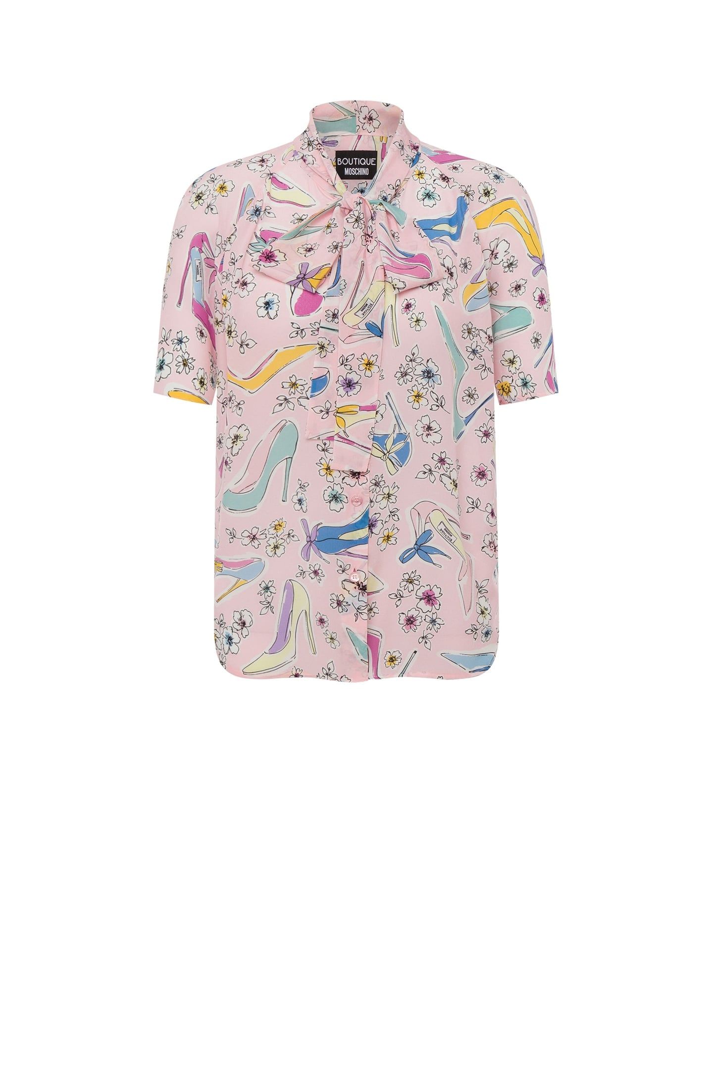 CREPE DE CHINE SHIRT HEELS & FLOWERS PINK 3