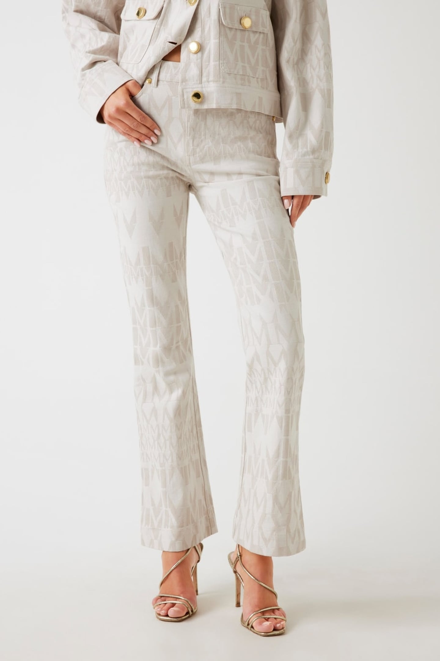 SARAH DENIM FLARED P MONOGRAM OFF WHITE 1