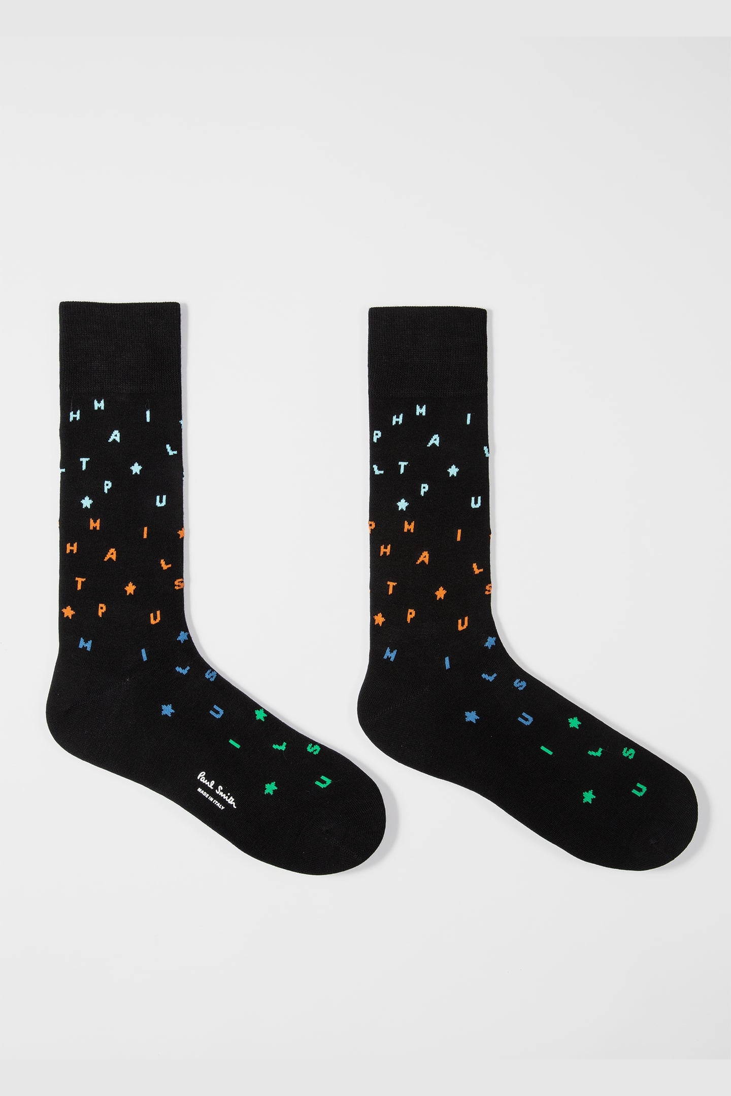 MEN SOCK QUIZ LETTERS BLACK 2