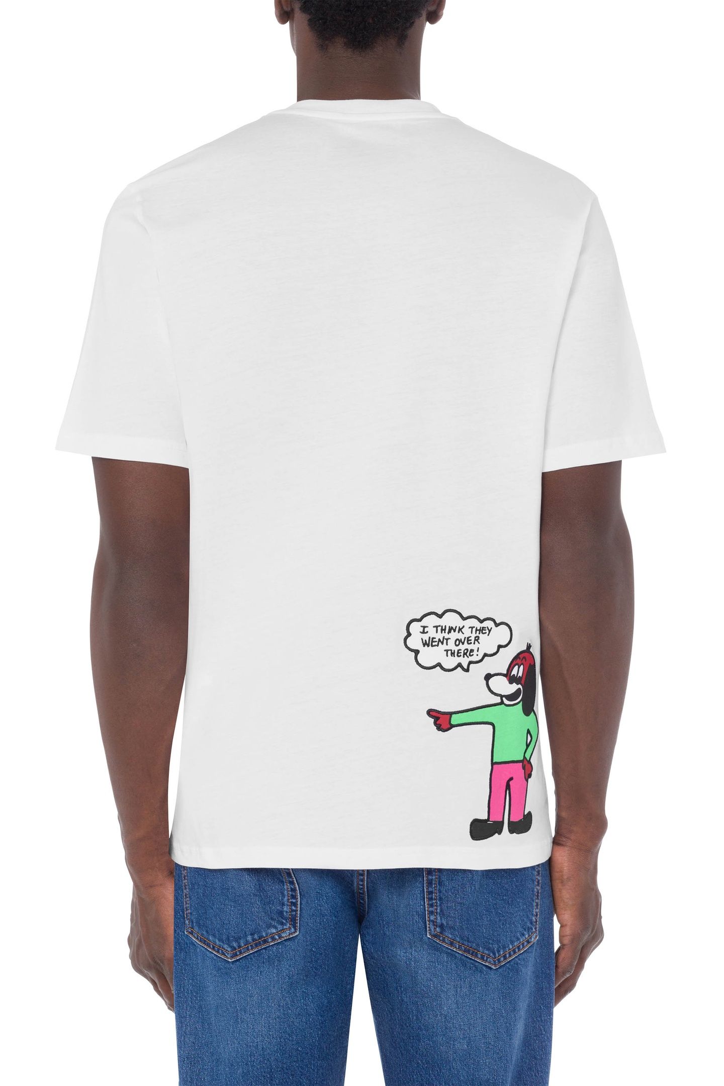 MOSCHINO COMICS CHARACTERS ORGANIC JERSEY T-SHIRT WHITE 2