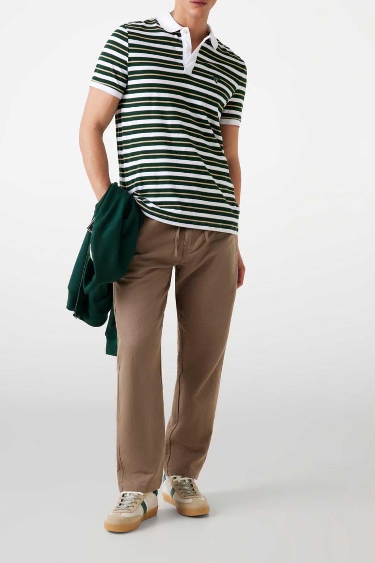 YARN DYE STRIPED SS WHITE / ALPINE STRIP 1