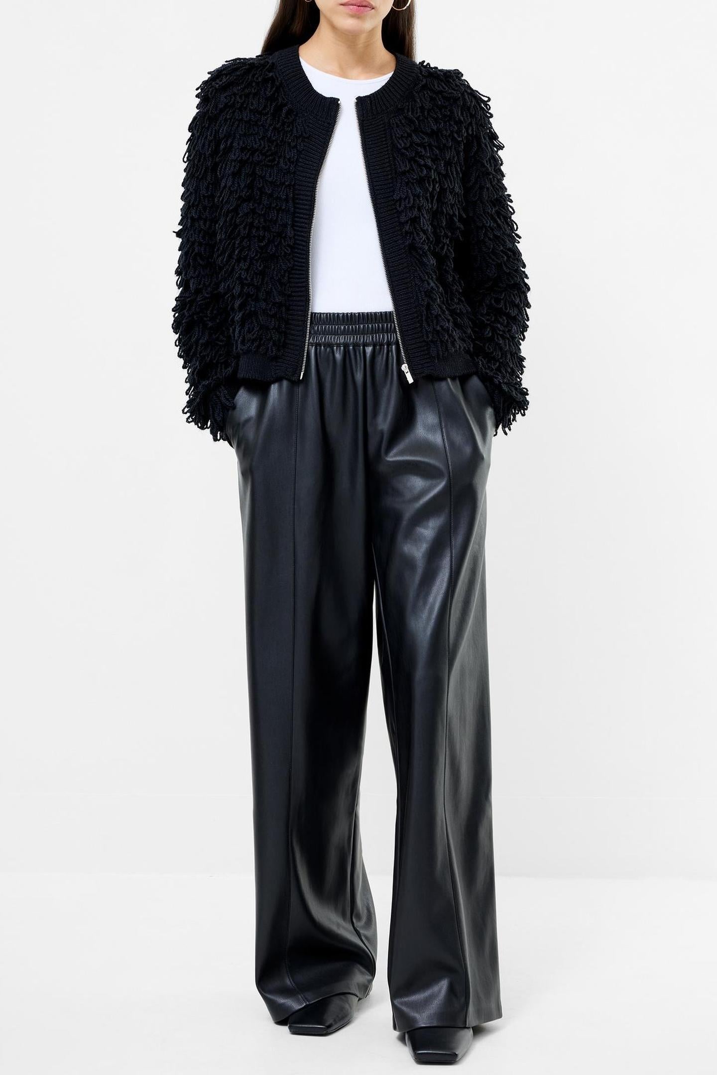 MALI LOOPED FRINGE KNIT JACKET BLACK BLACK 1