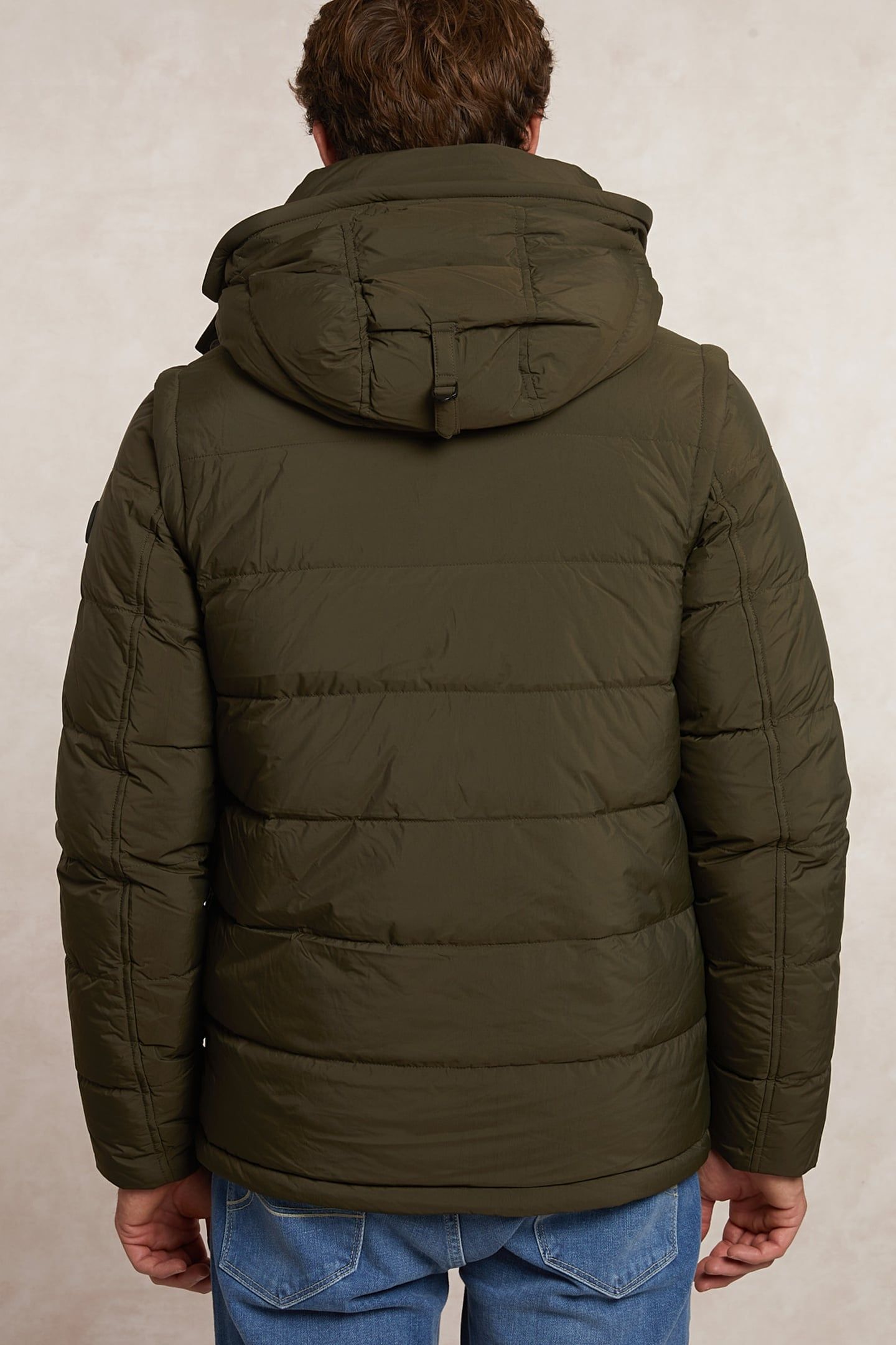 HOODED DOWN JACKET - REMOVABLE SLEEVES OLIVE 2