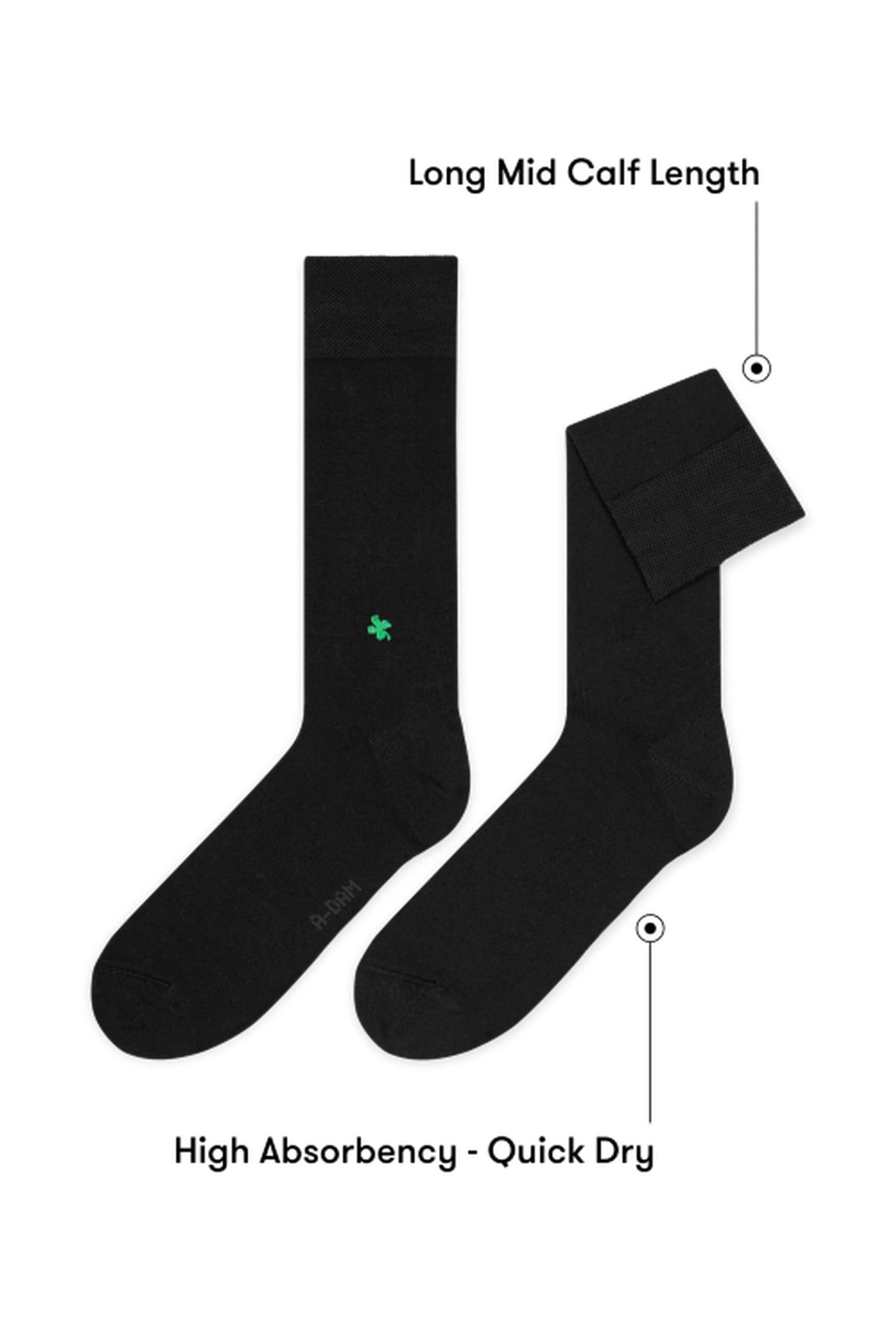A-DAM 3-PACK DRESS SOCKS BLACK LUCKY BLACK 3