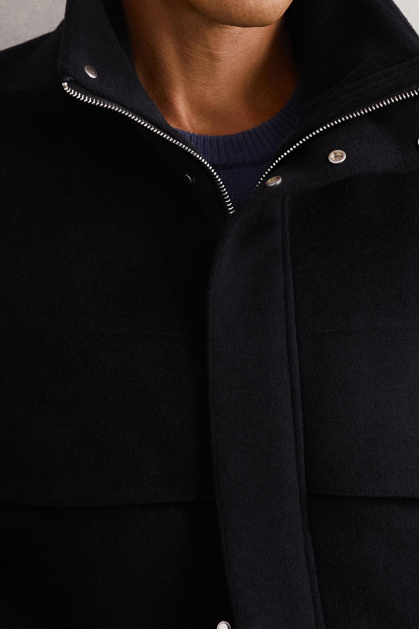 LS WOOL ZIP THROUGH FUNNEL NECK JACKET NAVY 8