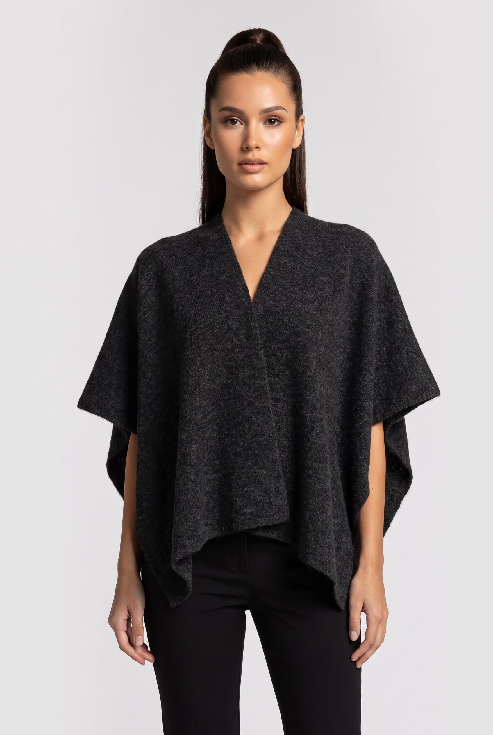 CLOVER ALPACA SHAWL GREY 1