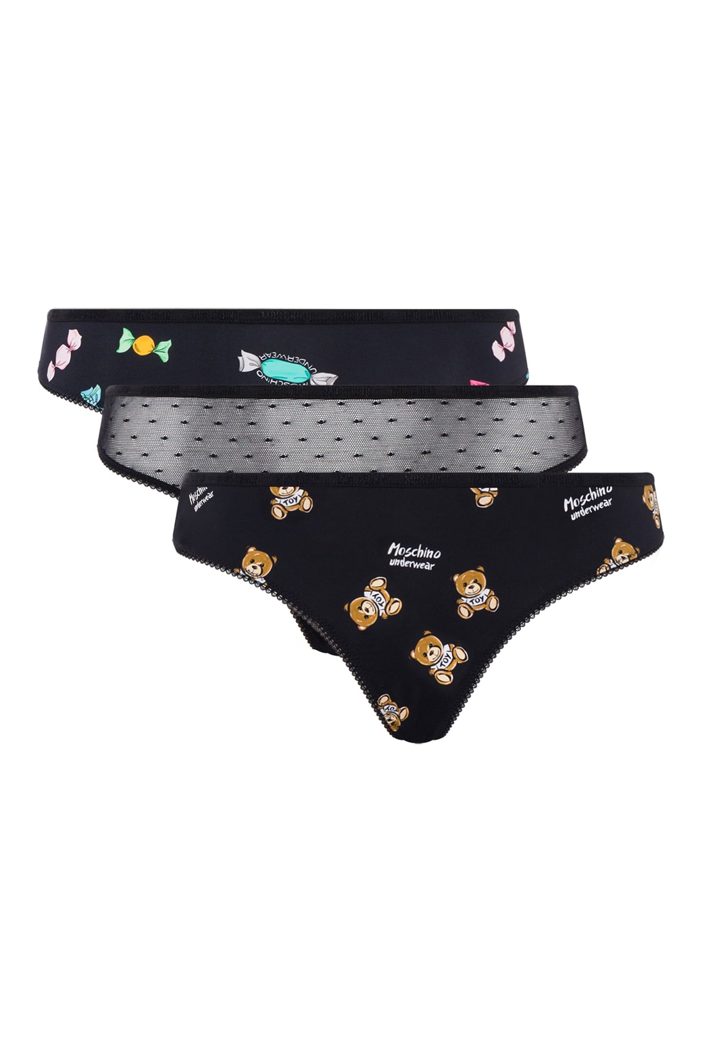 SET OF 3 PATTERNED BRIEFS BLACK 1